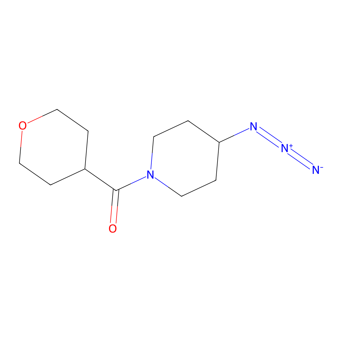 4-Azido-1-(oxane-4-carbonyl)piperidine molecular structure, CAS 3054593-69-7