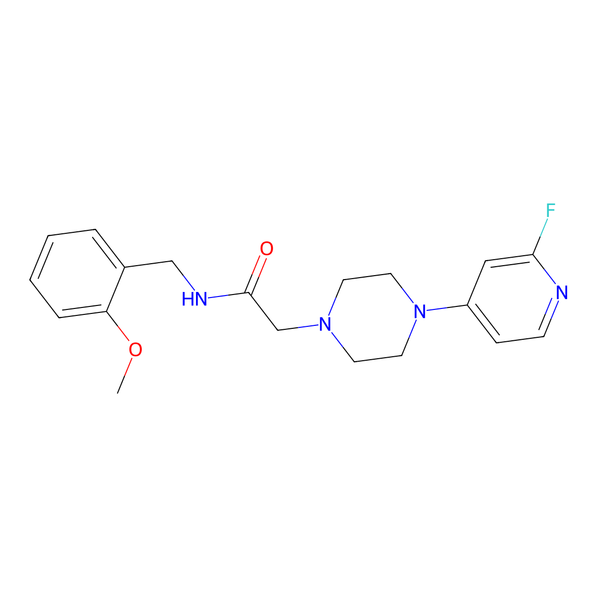 2-[4-(2-fluoropyridin-4-yl)piperazin-1-yl]-N-[(2-methoxyphenyl)methyl]acetamide molecular structure, CAS 3054593-70-0