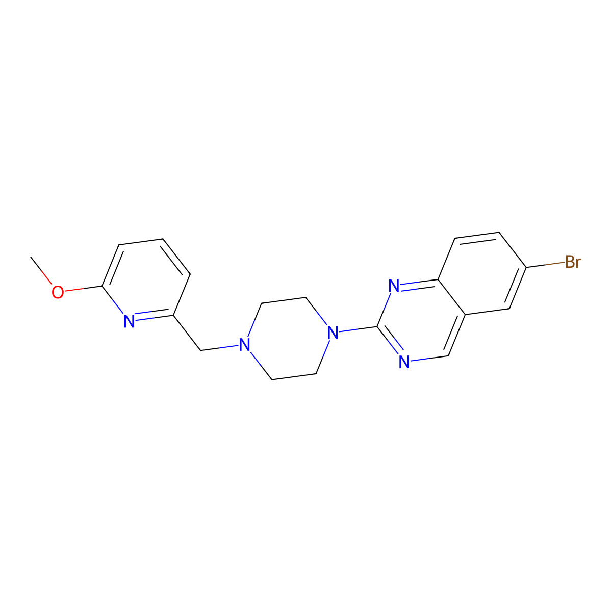 6-Bromo-2-{4-[(6-methoxypyridin-2-yl)methyl]piperazin-1-yl}quinazoline molecular structure, CAS 3054593-71-1