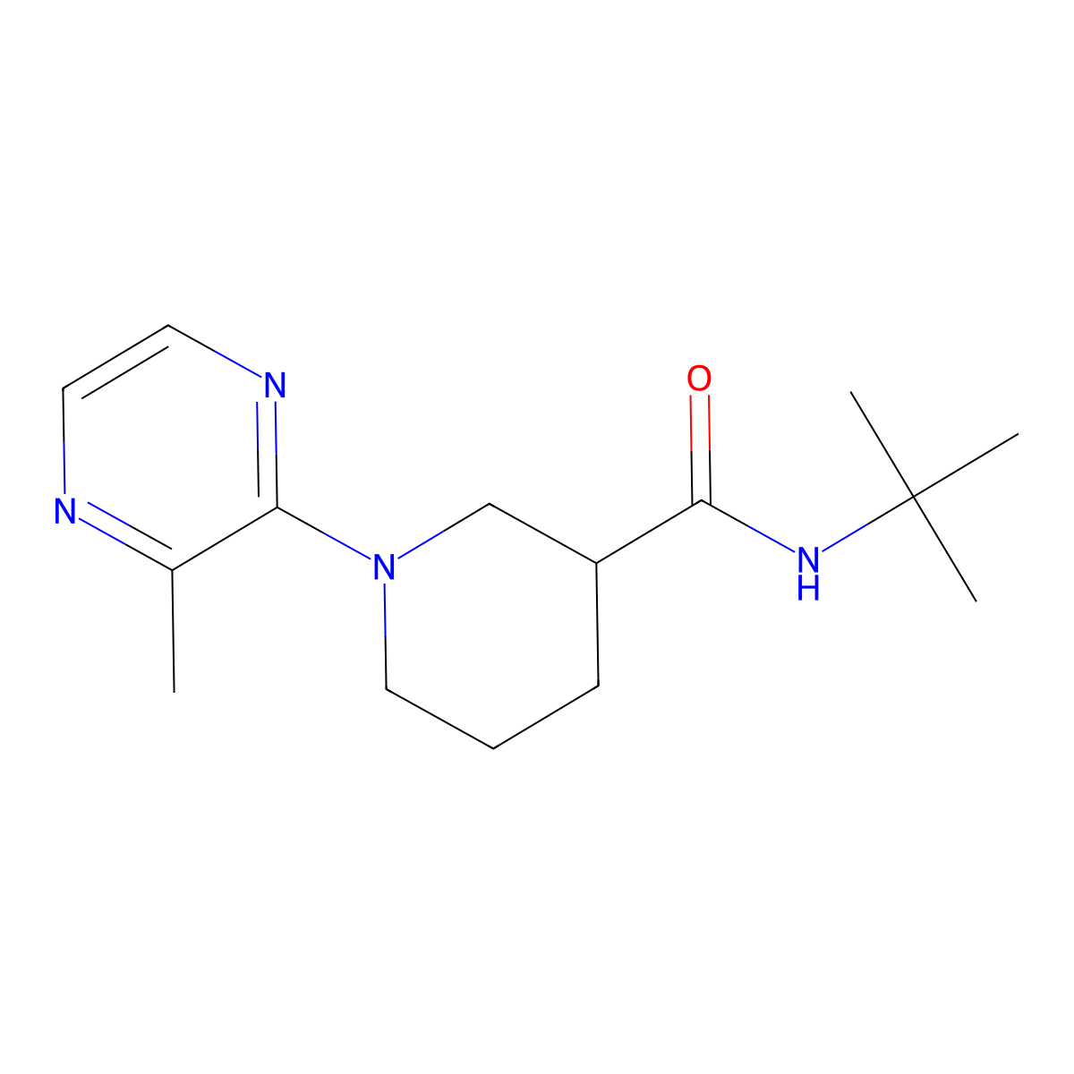 N-tert-butyl-1-(3-methylpyrazin-2-yl)piperidine-3-carboxamide molecular structure, CAS 3054593-78-8