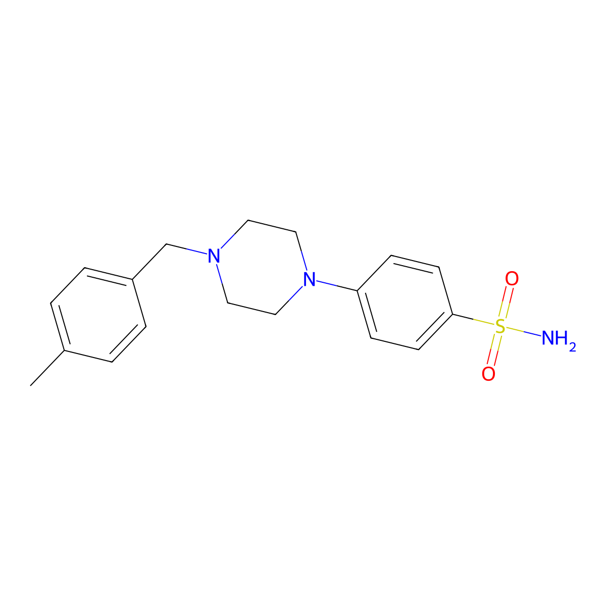 4-{4-[(4-Methylphenyl)methyl]piperazin-1-yl}benzene-1-sulfonamide molecular structure, CAS 3054593-79-9