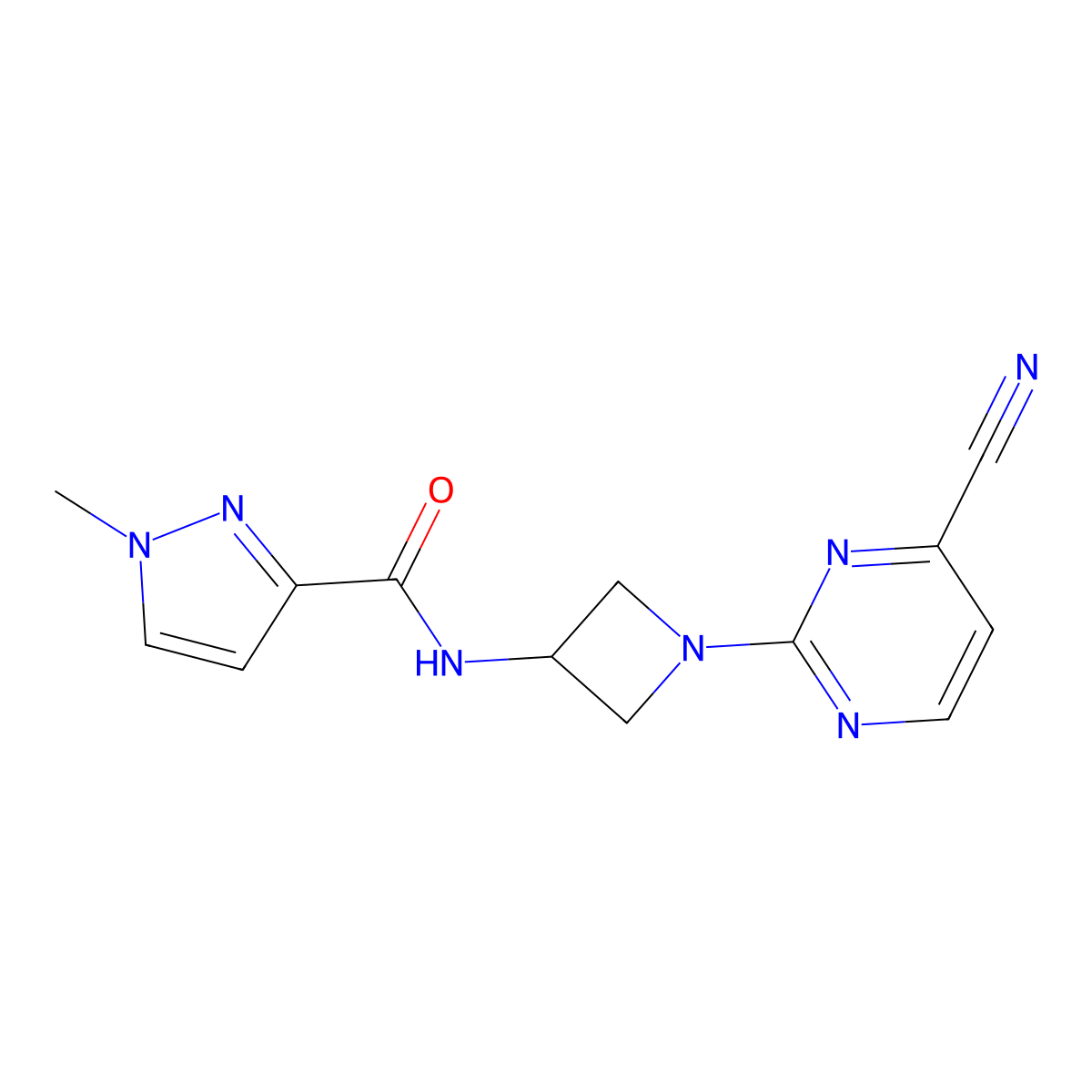 N-[1-(4-cyanopyrimidin-2-yl)azetidin-3-yl]-1-methyl-1H-pyrazole-3-carboxamide molecular structure, CAS 3054593-81-3