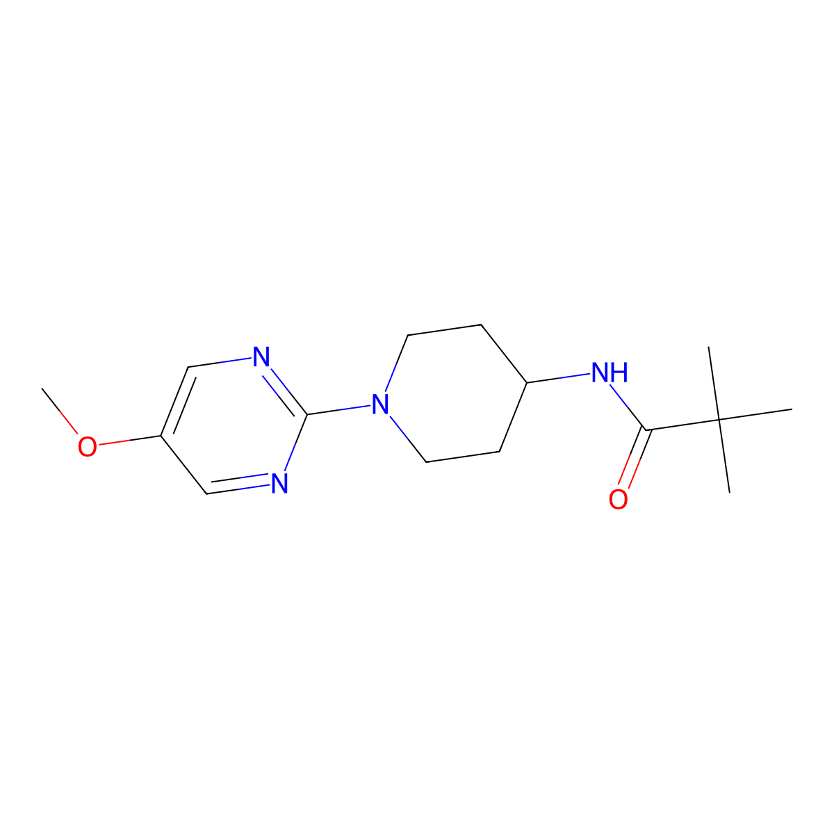 N-[1-(5-methoxypyrimidin-2-yl)piperidin-4-yl]-2,2-dimethylpropanamide molecular structure, CAS 3054593-88-0