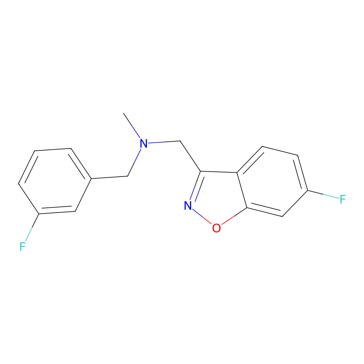 [(6-Fluoro-1,2-benzoxazol-3-yl)methyl][(3-fluorophenyl)methyl]methylamine molecular structure, CAS 3054593-92-6