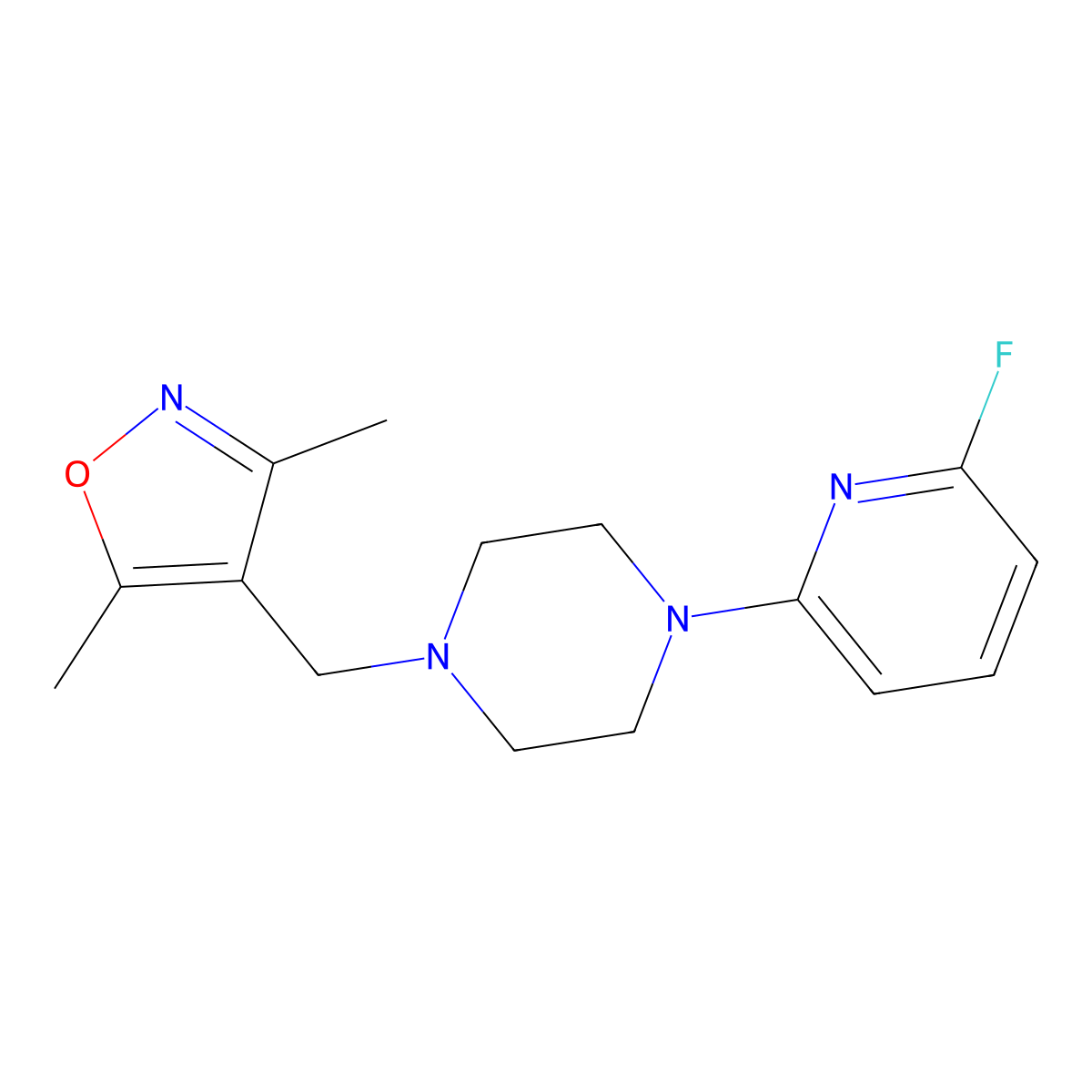 1-[(3,5-Dimethyl-1,2-oxazol-4-yl)methyl]-4-(6-fluoropyridin-2-yl)piperazine molecular structure, CAS 3054593-93-7