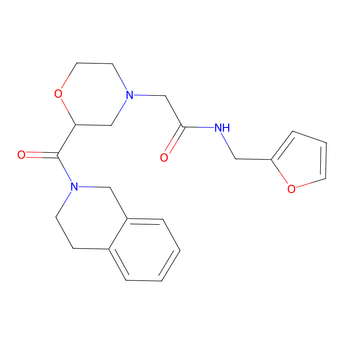 N-[(furan-2-yl)methyl]-2-[2-(1,2,3,4-tetrahydroisoquinoline-2-carbonyl)morpholin-4-yl]acetamide molecular structure, CAS 3054594-00-9
