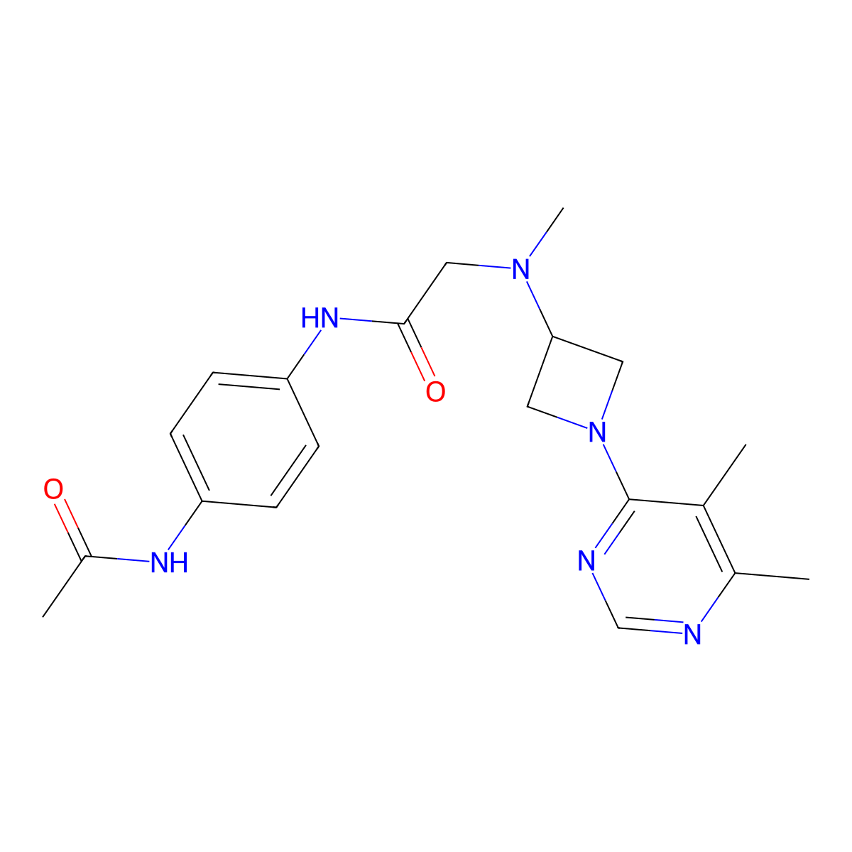 2-{[1-(5,6-dimethylpyrimidin-4-yl)azetidin-3-yl](methyl)amino}-N-(4-acetamidophenyl)acetamide molecular structure, CAS 3054594-03-2