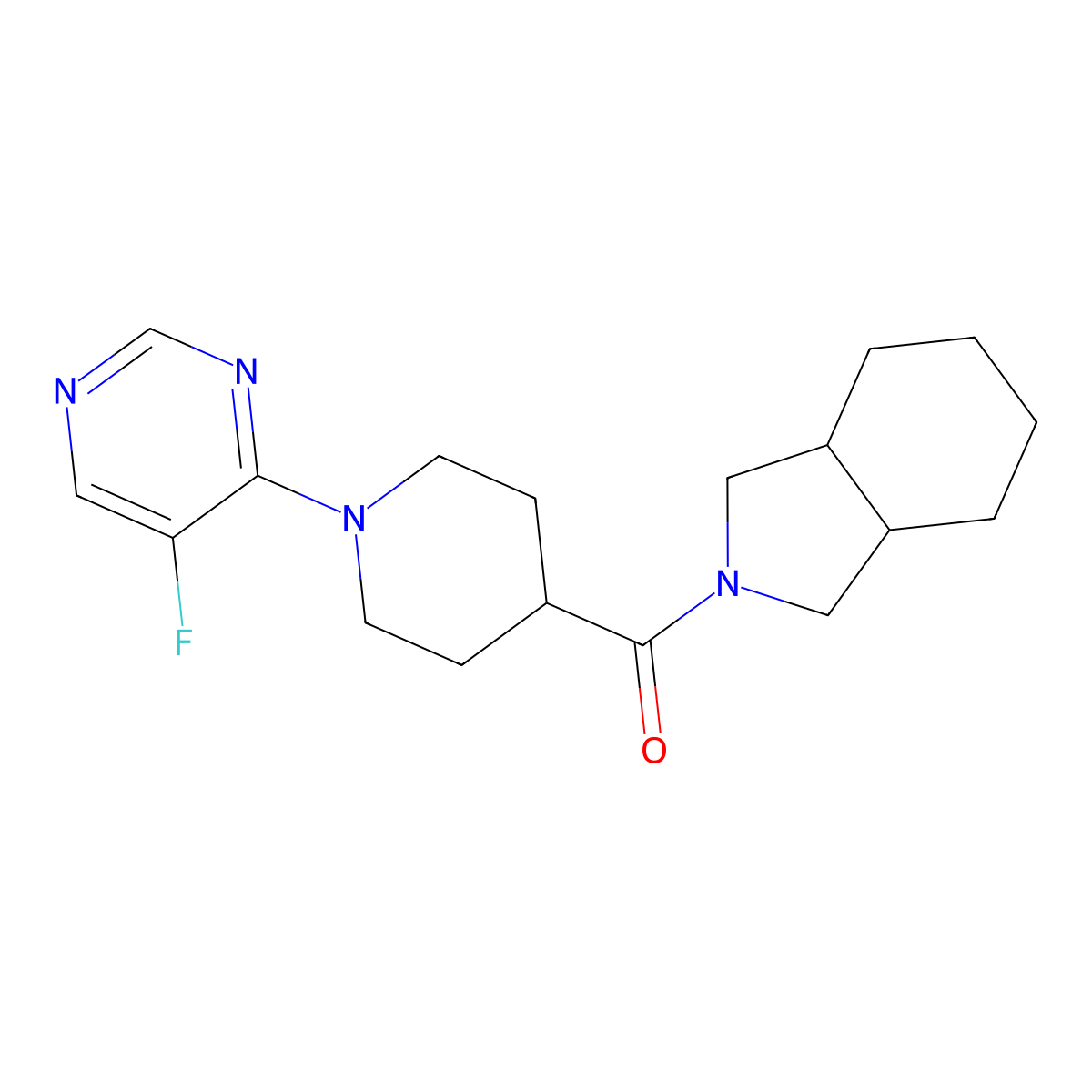 2-[1-(5-fluoropyrimidin-4-yl)piperidine-4-carbonyl]-octahydro-1H-isoindole molecular structure, CAS 3054594-05-4