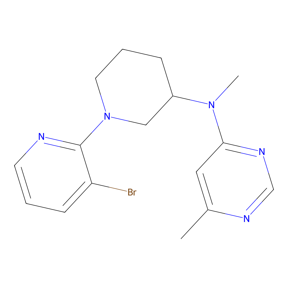 N-[1-(3-bromo-2-pyridinyl)piperidin-3-yl]-N,6-dimethylpyrimidin-4-amine molecular structure, CAS 3054594-06-5