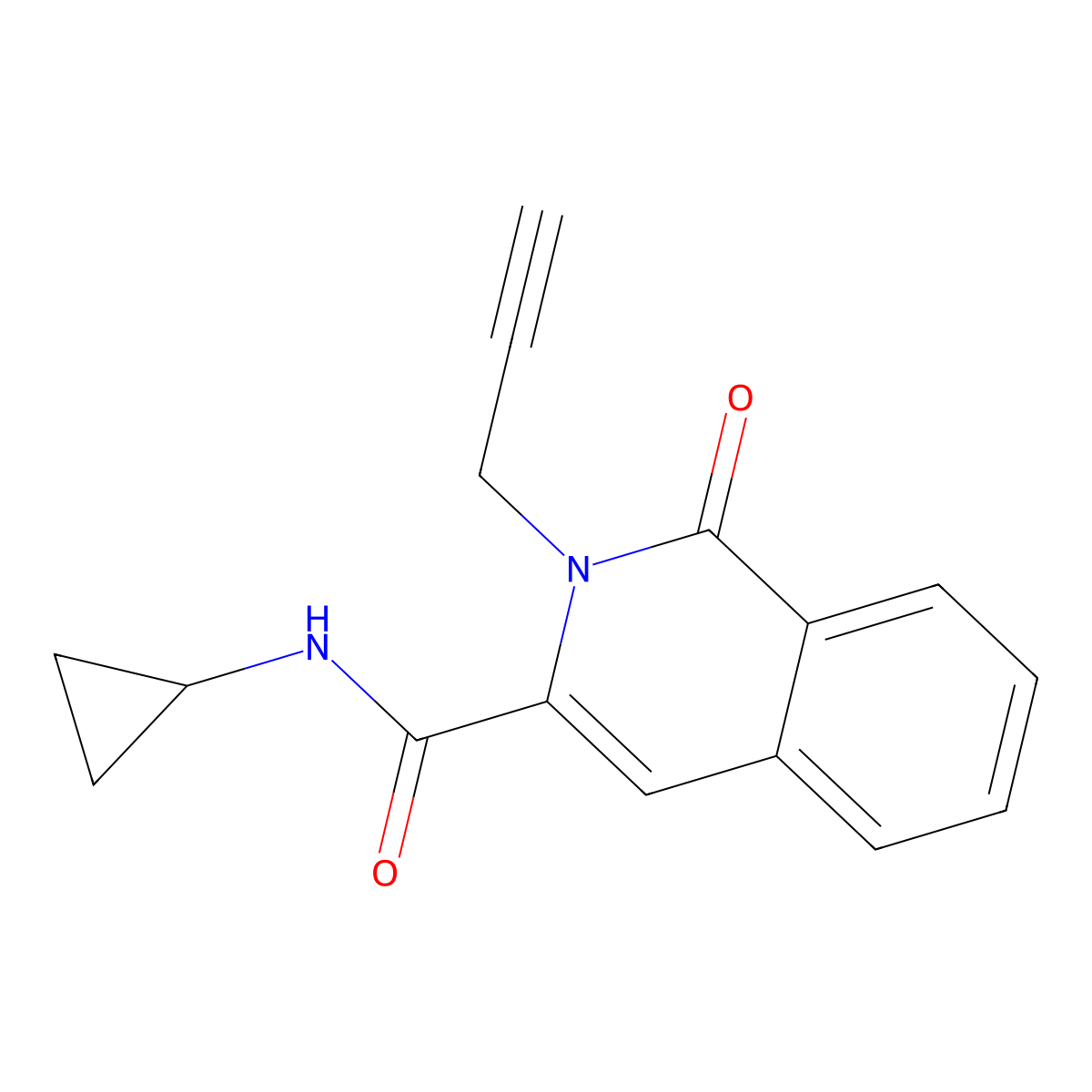 N-cyclopropyl-1-oxo-2-(prop-2-yn-1-yl)-1,2-dihydroisoquinoline-3-carboxamide molecular structure, CAS 3054594-08-7