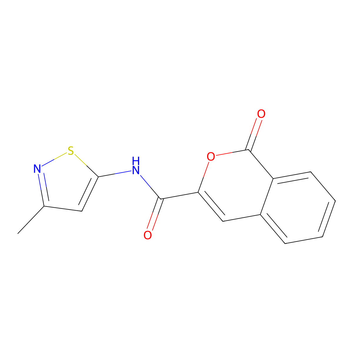 N-(3-methyl-1,2-thiazol-5-yl)-1-oxoisochromene-3-carboxamide molecular structure, CAS 3054594-14-5