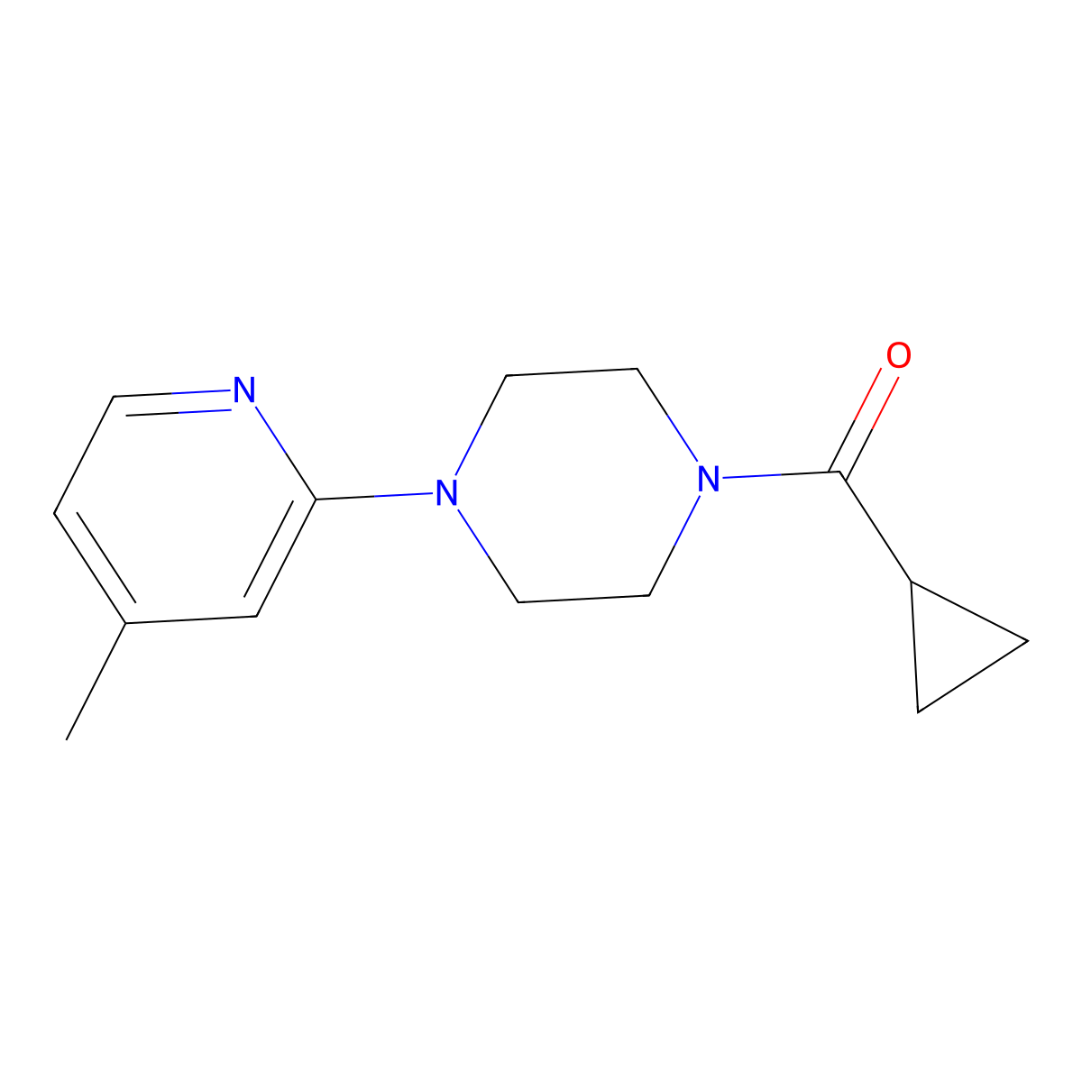 1-Cyclopropanecarbonyl-4-(4-methylpyridin-2-yl)piperazine molecular structure, CAS 3054594-15-6