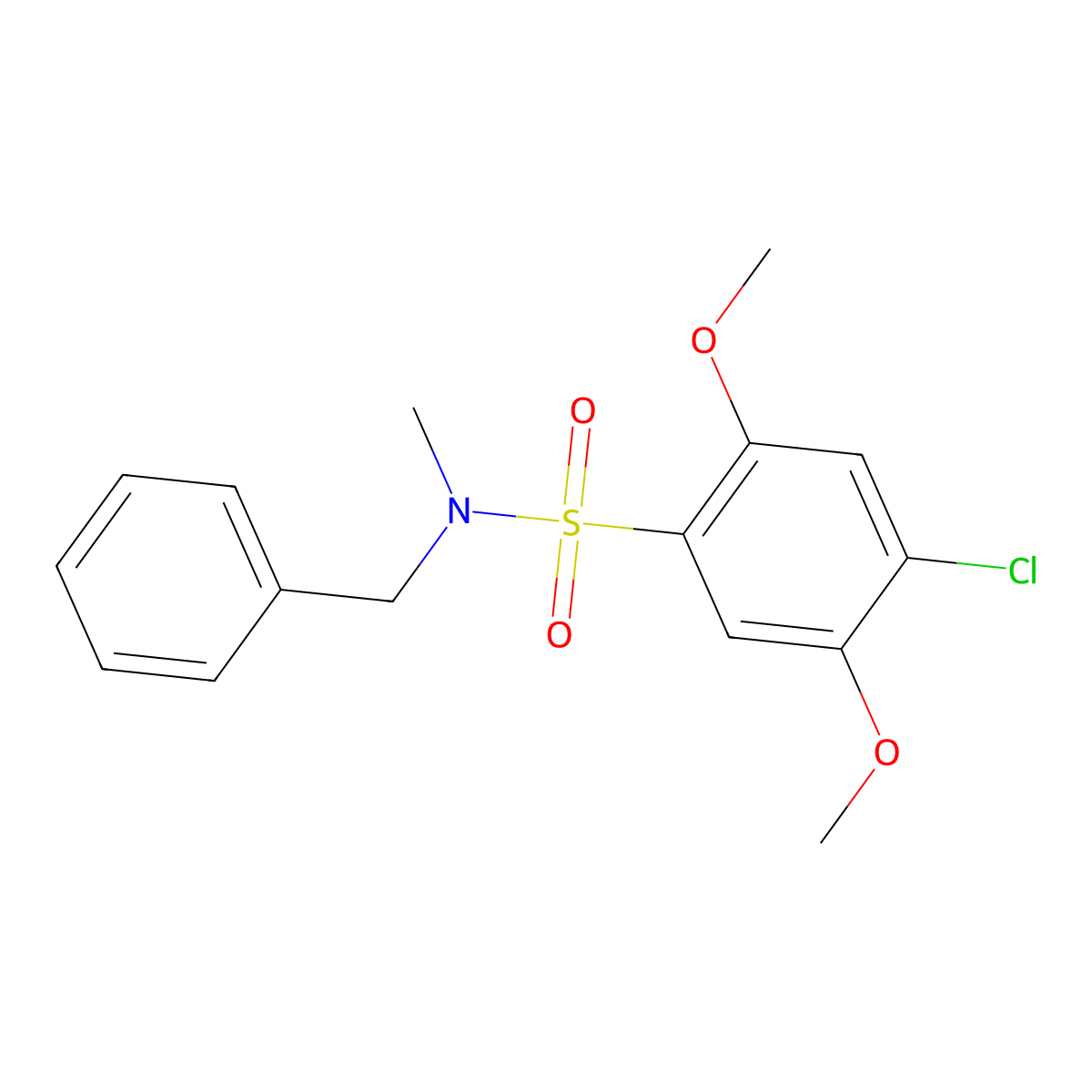 N-benzyl-4-chloro-2,5-dimethoxy-N-methylbenzene-1-sulfonamide molecular structure, CAS 3054594-19-0