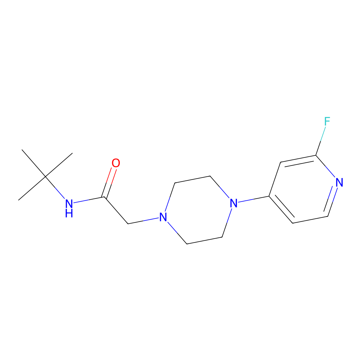 N-tert-butyl-2-[4-(2-fluoropyridin-4-yl)piperazin-1-yl]acetamide molecular structure, CAS 3054594-21-4
