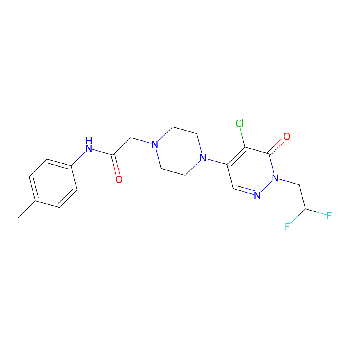 2-[4-[5-chloro-1-(2,2-difluoroethyl)-6-oxopyridazin-4-yl]piperazin-1-yl]-N-(4-methylphenyl)acetamide molecular structure, CAS 3054594-27-0