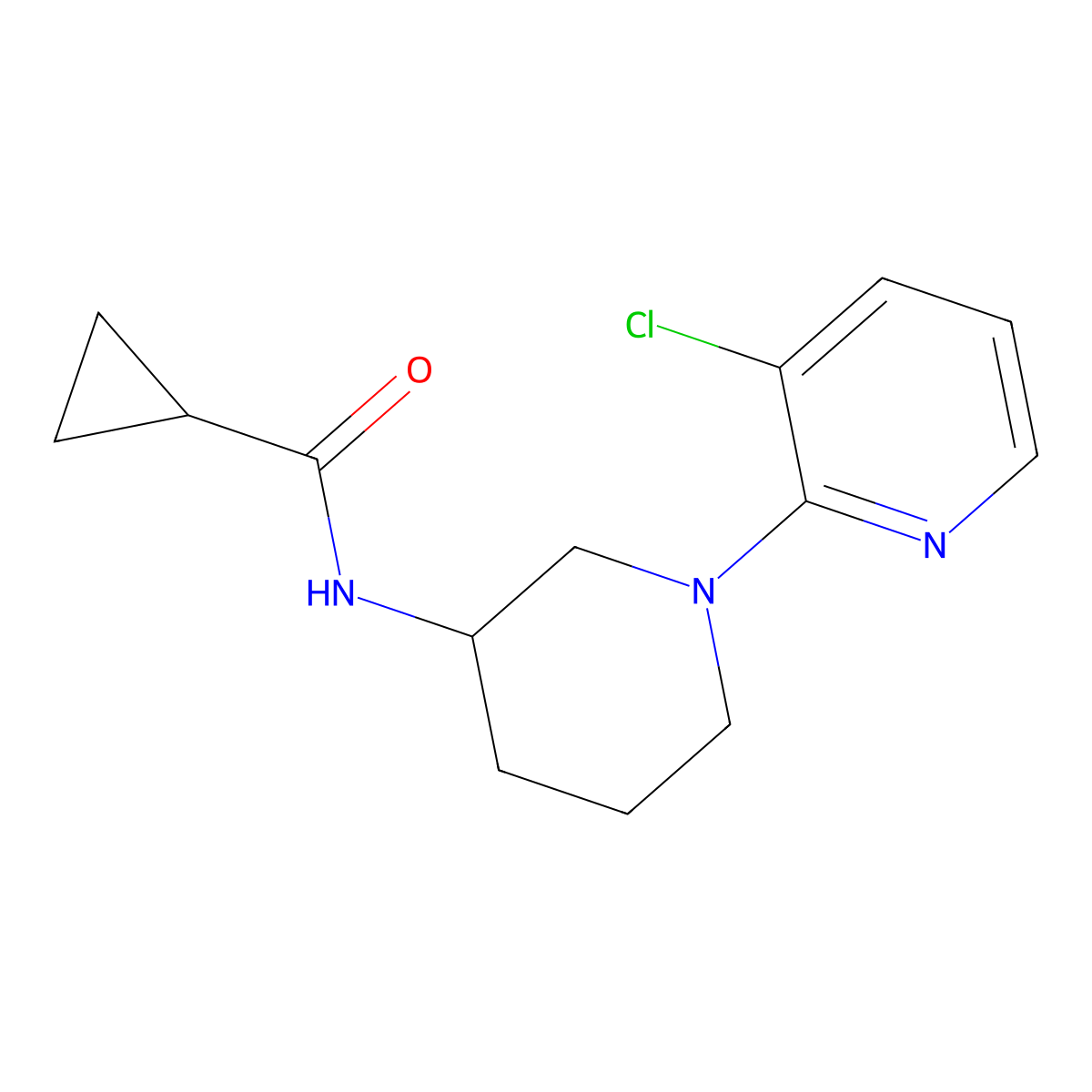 N-[1-(3-chloropyridin-2-yl)piperidin-3-yl]cyclopropanecarboxamide molecular structure, CAS 3054594-39-4