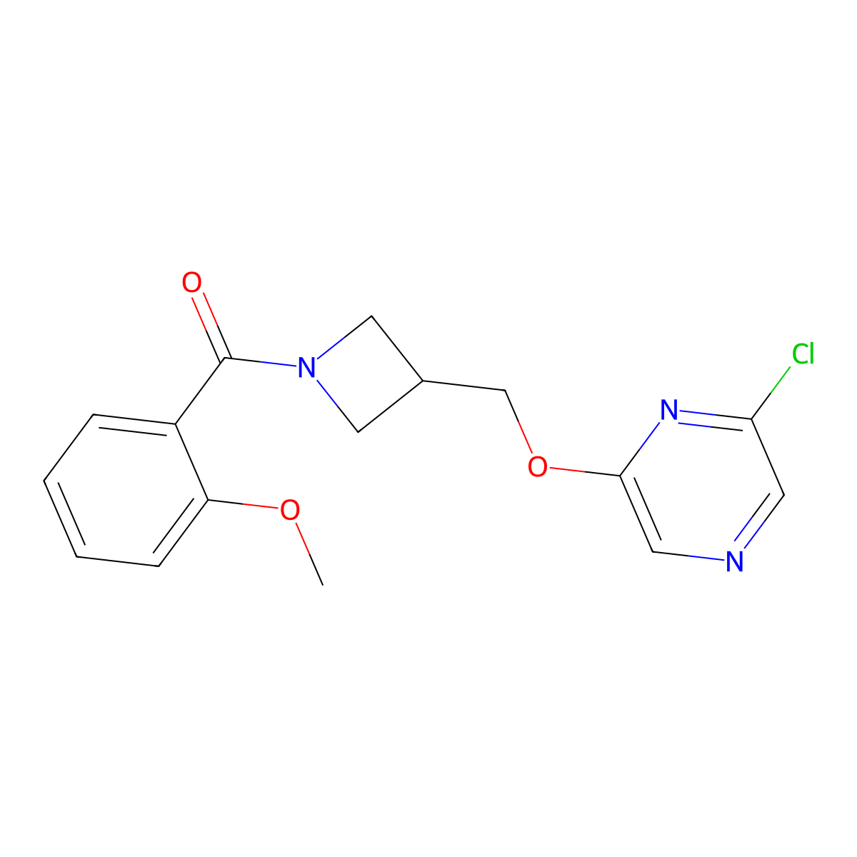 2-Chloro-6-{[1-(2-methoxybenzoyl)azetidin-3-yl]methoxy}pyrazine molecular structure, CAS 3054594-45-2
