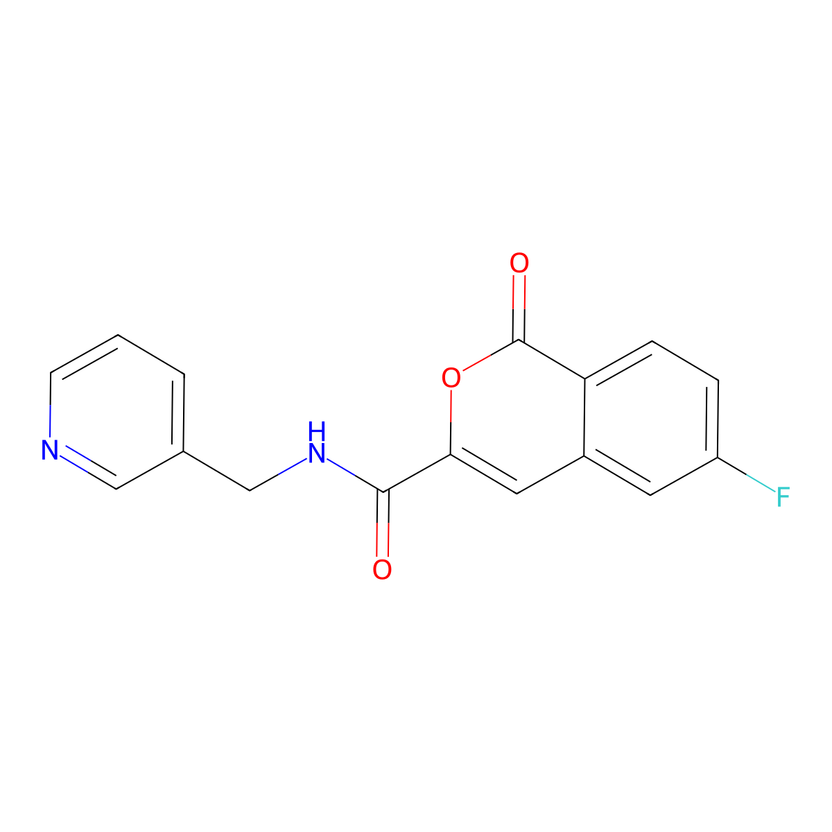 6-fluoro-1-oxo-N-[(pyridin-3-yl)methyl]-1H-isochromene-3-carboxamide molecular structure, CAS 3054594-46-3