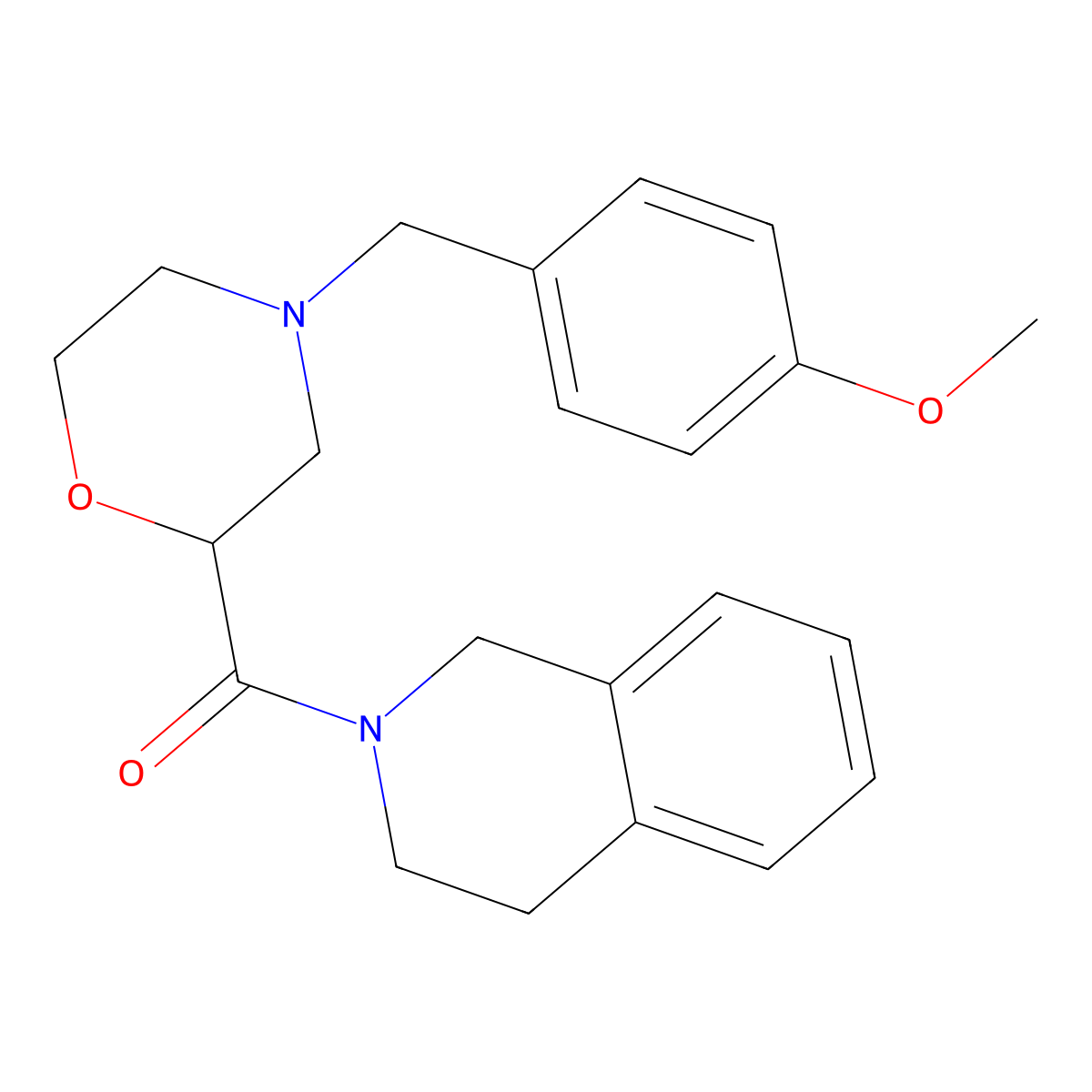 2-{4-[(4-Methoxyphenyl)methyl]morpholine-2-carbonyl}-1,2,3,4-tetrahydroisoquinoline molecular structure, CAS 3054594-56-5