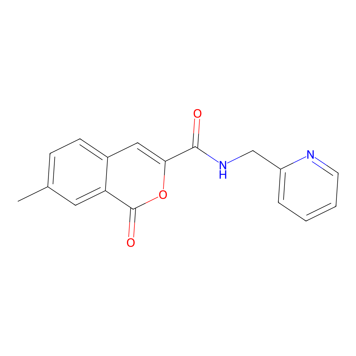 7-methyl-1-oxo-N-[(pyridin-2-yl)methyl]-1H-isochromene-3-carboxamide molecular structure, CAS 3054594-57-6