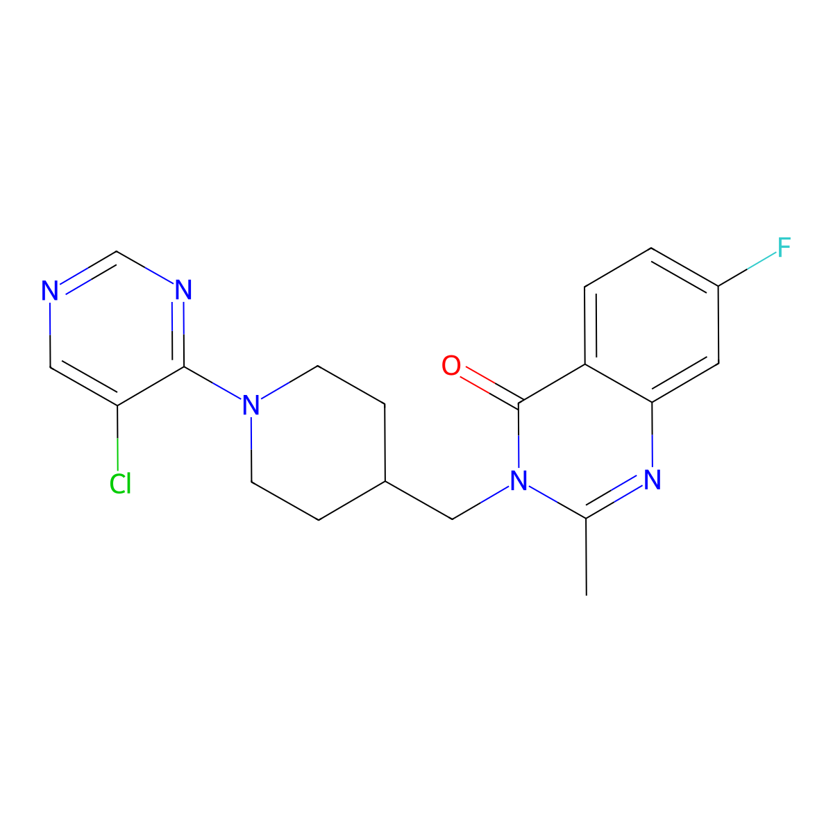 3-{[1-(5-Chloropyrimidin-4-yl)piperidin-4-yl]methyl}-7-fluoro-2-methyl-3,4-dihydroquinazolin-4-one molecular structure, CAS 3054594-59-8