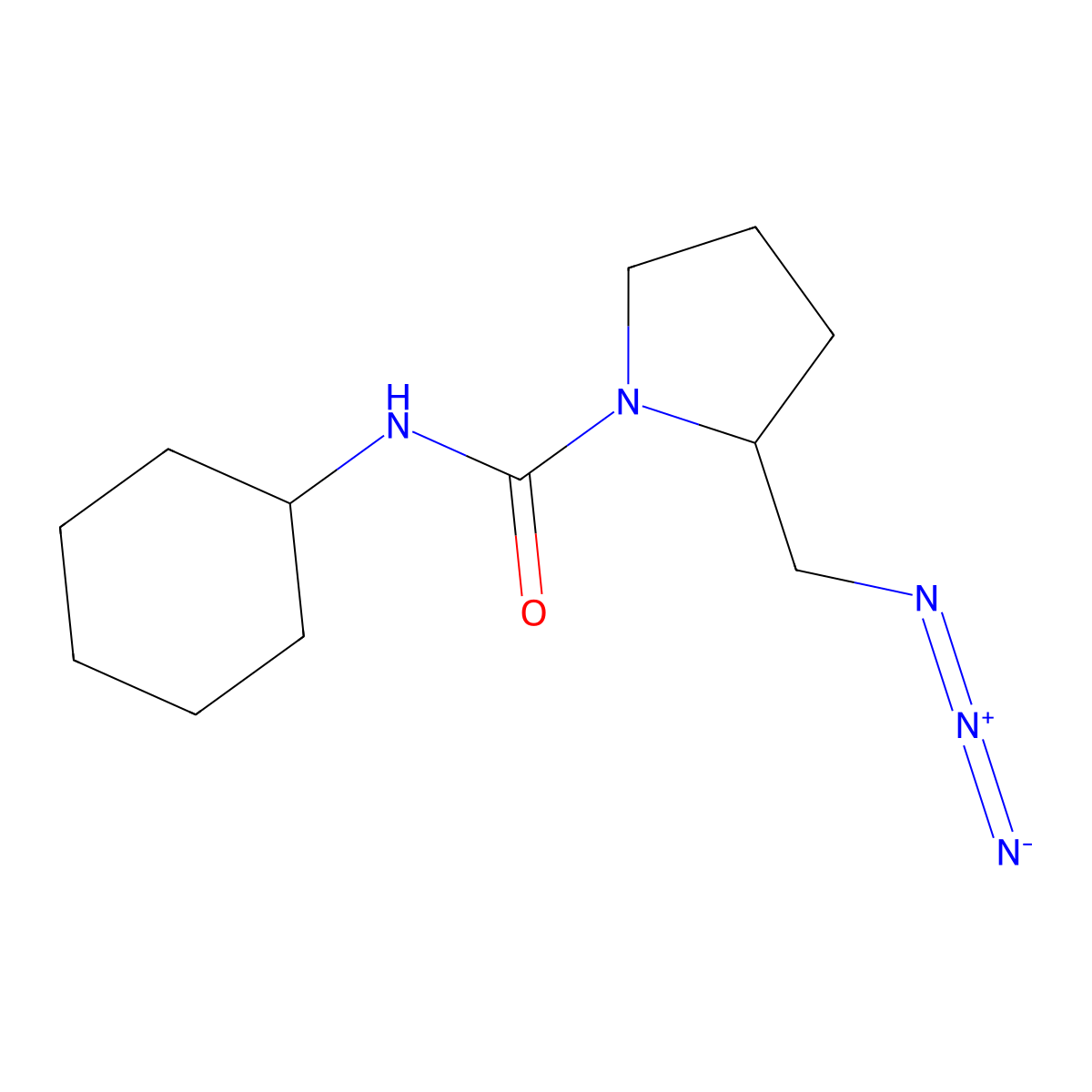 2-(azidomethyl)-N-cyclohexylpyrrolidine-1-carboxamide molecular structure, CAS 3054594-60-1