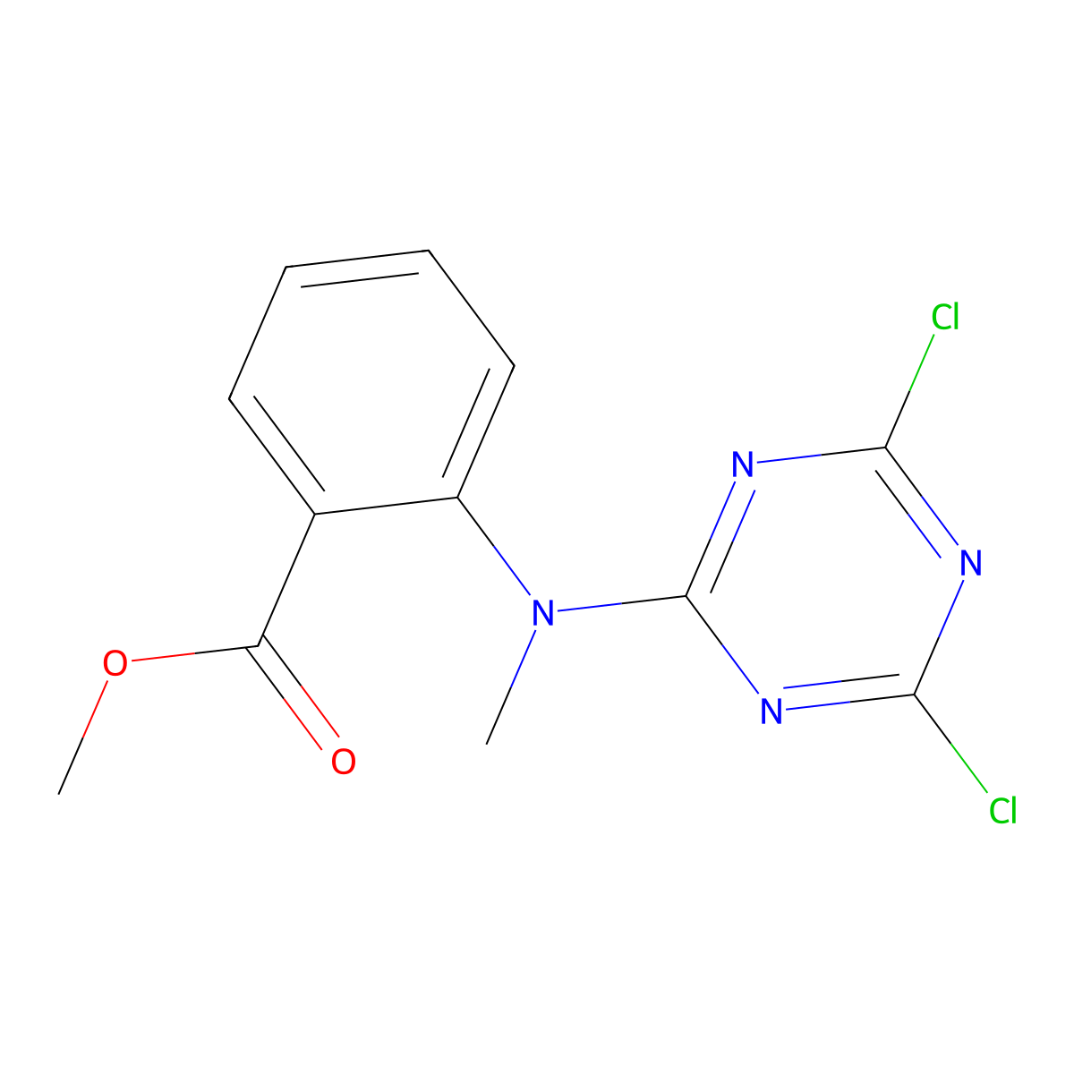 Methyl 2-[(4,6-dichloro-1,3,5-triazin-2-yl)(methyl)amino]benzoate molecular structure, CAS 3054594-61-2