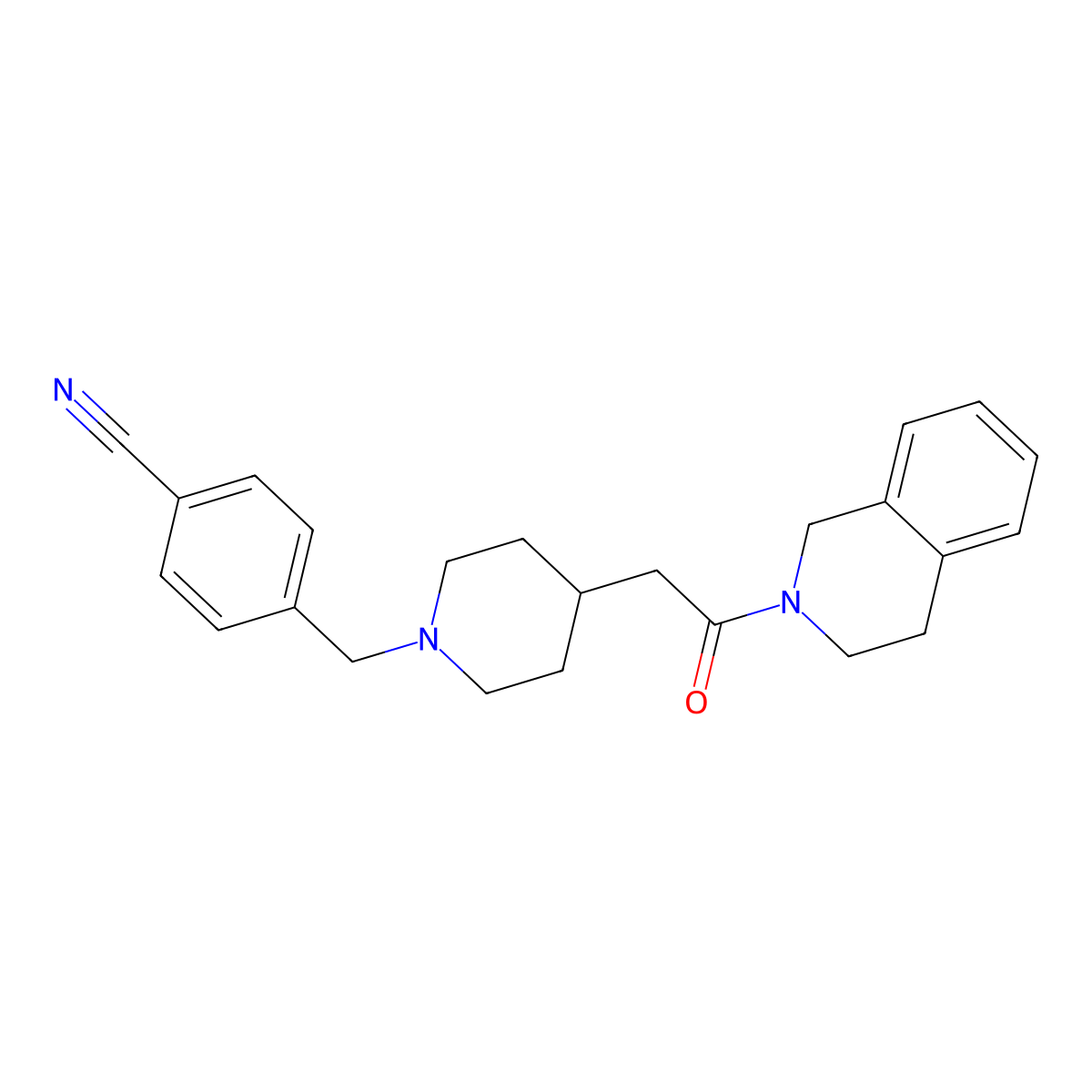 4-({4-[2-Oxo-2-(1,2,3,4-tetrahydroisoquinolin-2-yl)ethyl]piperidin-1-yl}methyl)benzonitrile molecular structure, CAS 3054594-63-4