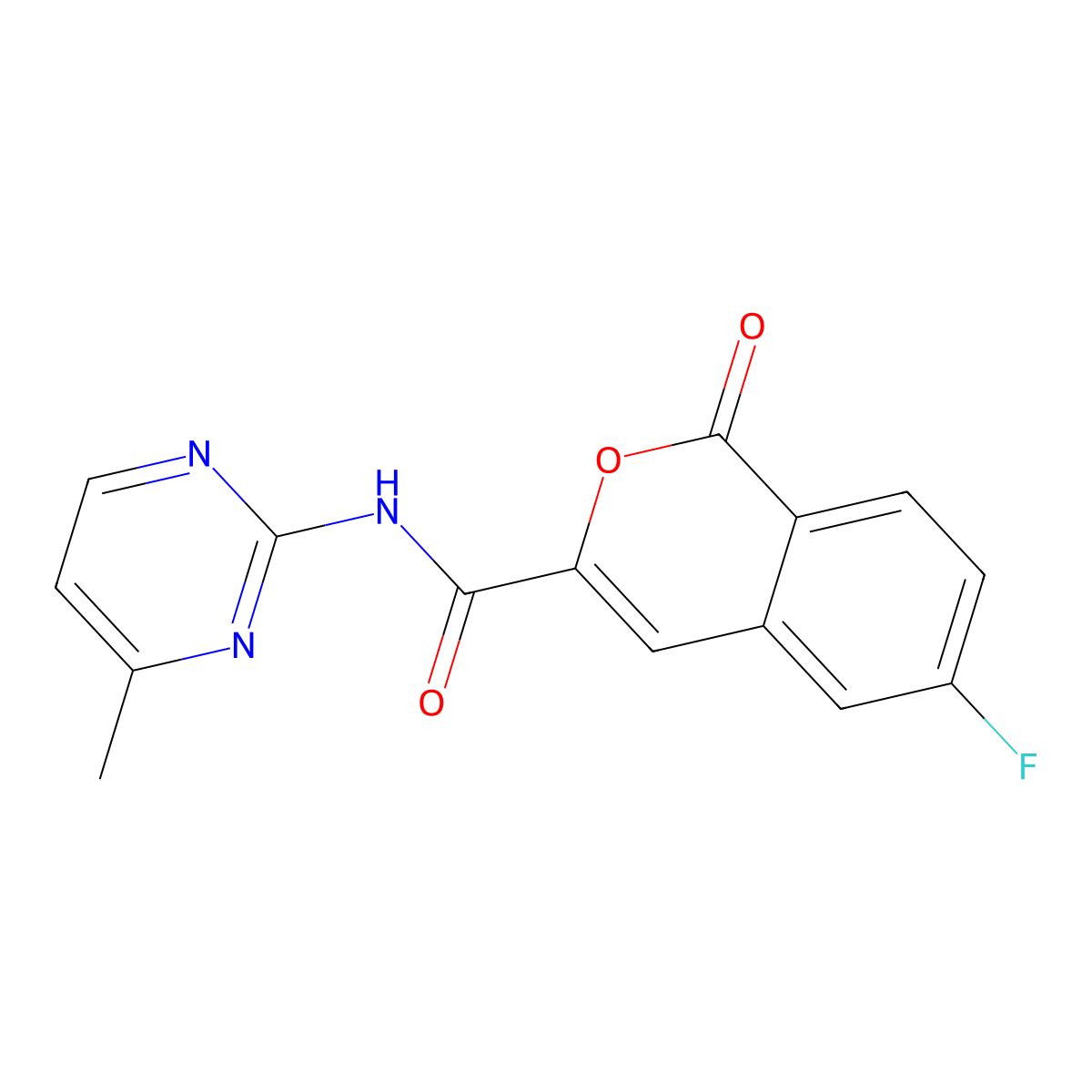 6-fluoro-N-(4-methylpyrimidin-2-yl)-1-oxo-1H-isochromene-3-carboxamide molecular structure, CAS 3054594-66-7