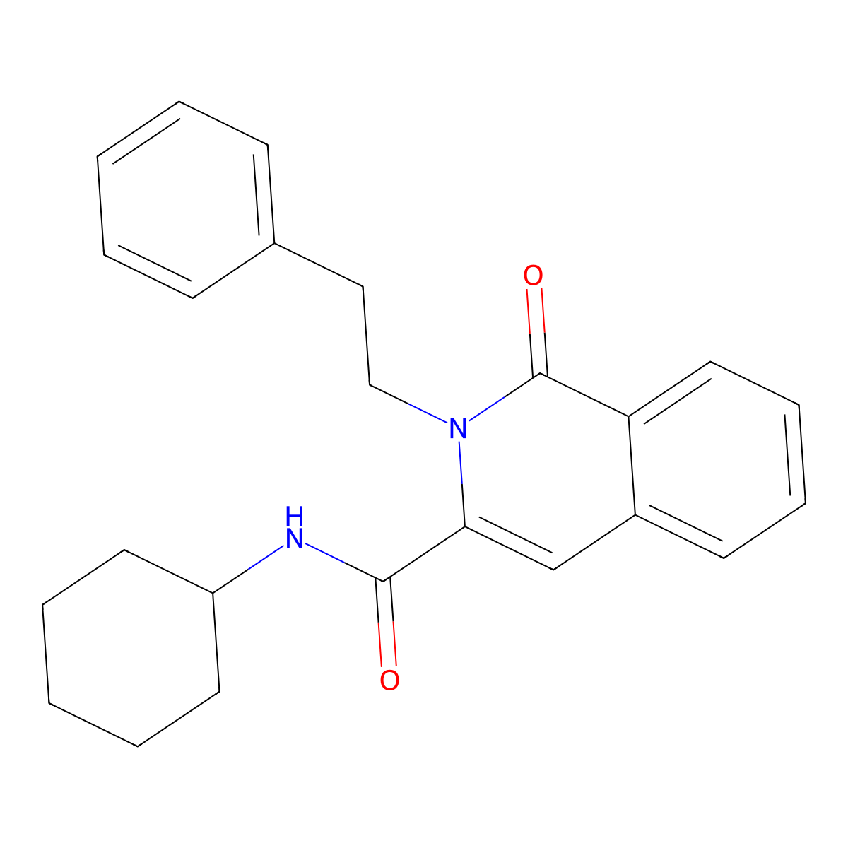 N-cyclohexyl-1-oxo-2-(2-phenylethyl)-1,2-dihydroisoquinoline-3-carboxamide molecular structure, CAS 3054594-67-8