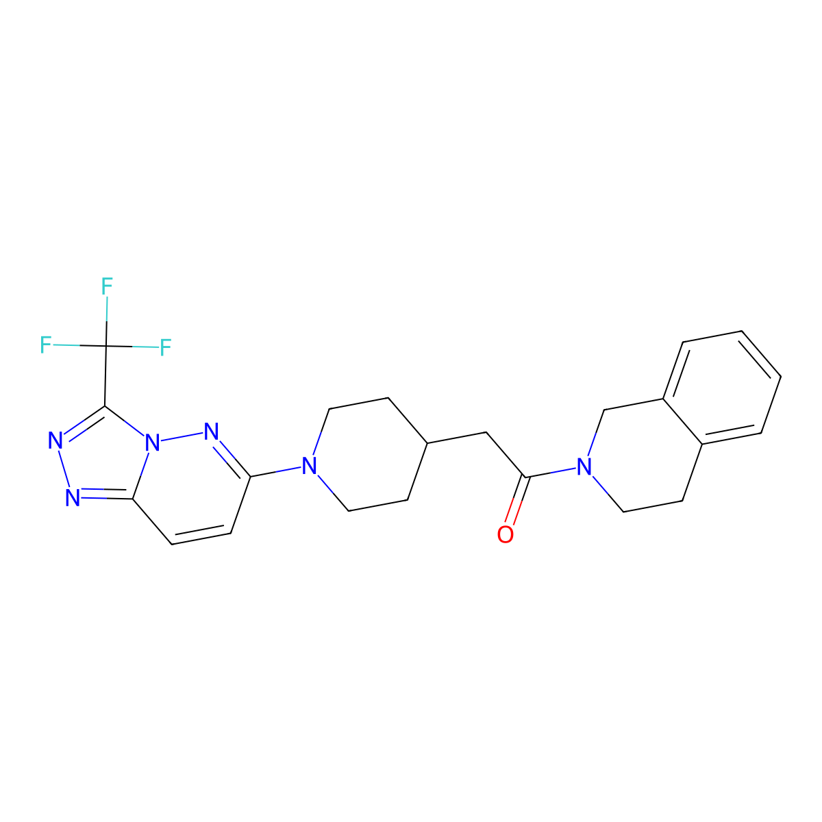 1-(1,2,3,4-Tetrahydroisoquinolin-2-yl)-2-{1-[3-(trifluoromethyl)-[1,2,4]triazolo[4,3-b]pyridazin-6-yl]piperidin-4-yl}ethan-1-one molecular structure, CAS 3054594-71-4