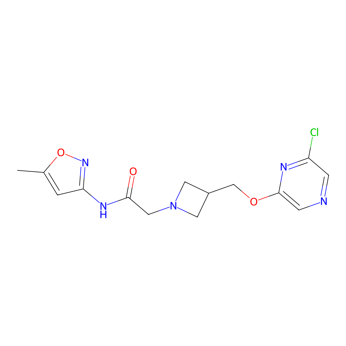 2-(3-{[(6-chloropyrazin-2-yl)oxy]methyl}azetidin-1-yl)-N-(5-methyl-1,2-oxazol-3-yl)acetamide molecular structure, CAS 3054594-74-7