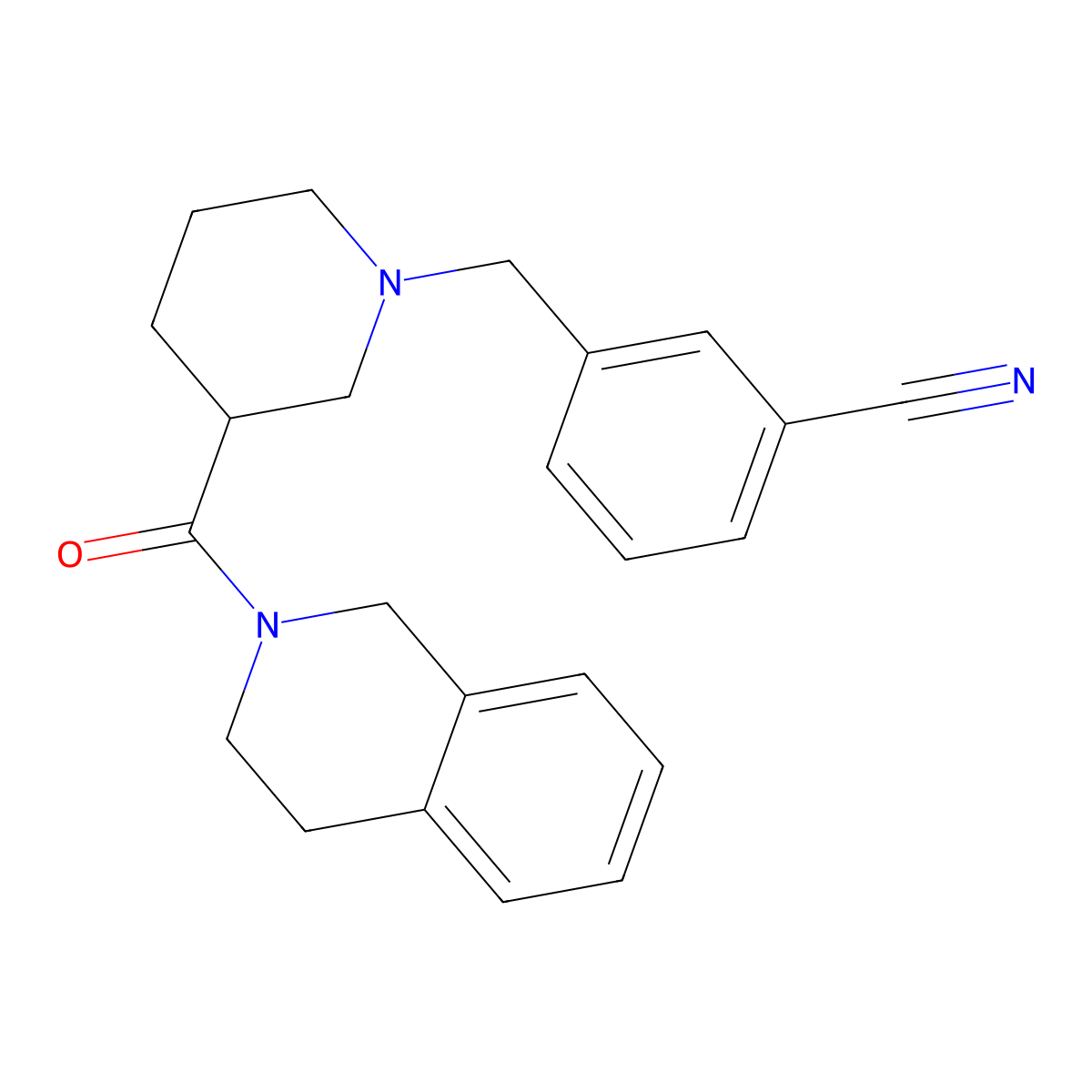 3-{[3-(1,2,3,4-Tetrahydroisoquinoline-2-carbonyl)piperidin-1-yl]methyl}benzonitrile molecular structure, CAS 3054594-77-0
