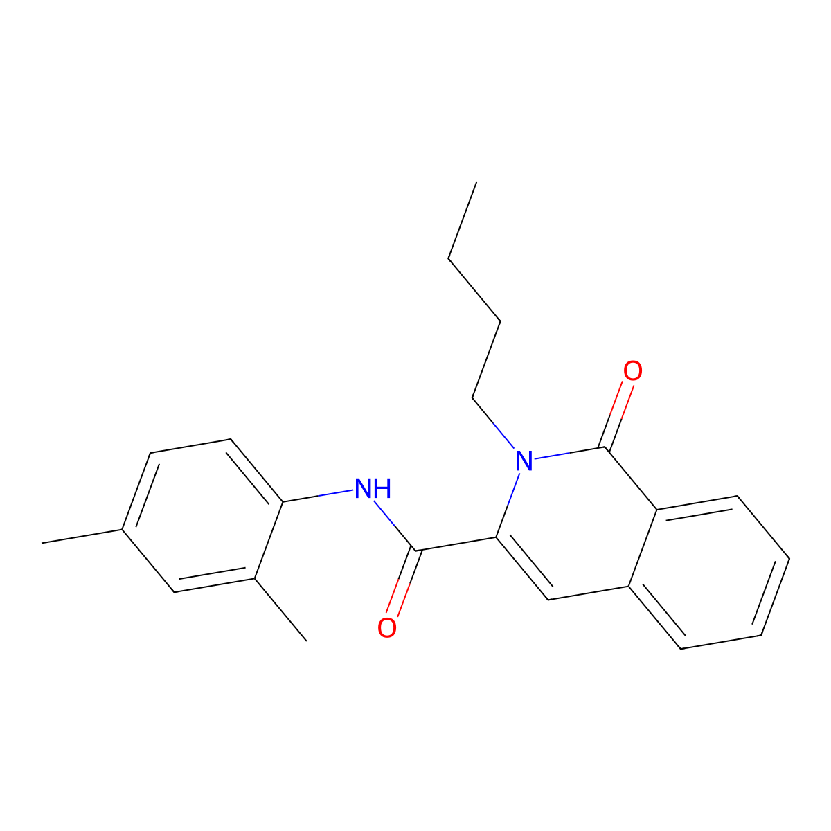 2-butyl-N-(2,4-dimethylphenyl)-1-oxo-1,2-dihydroisoquinoline-3-carboxamide molecular structure, CAS 3054594-88-3
