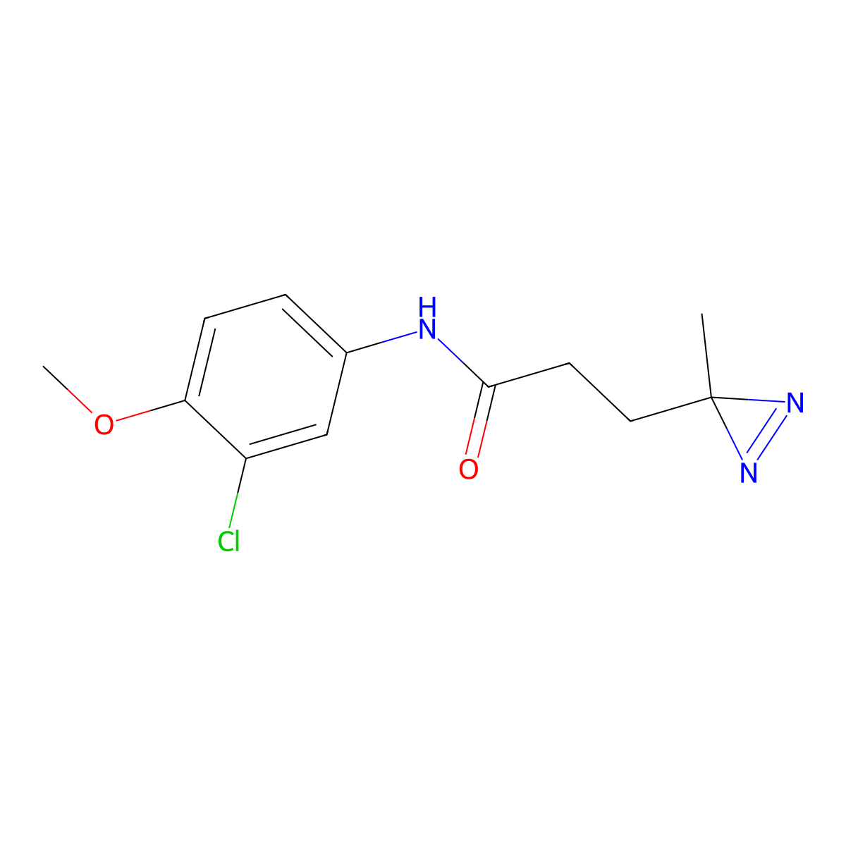 N-(3-chloro-4-methoxyphenyl)-3-(3-methyl-3H-diazirin-3-yl)propanamide molecular structure, CAS 3054594-98-5