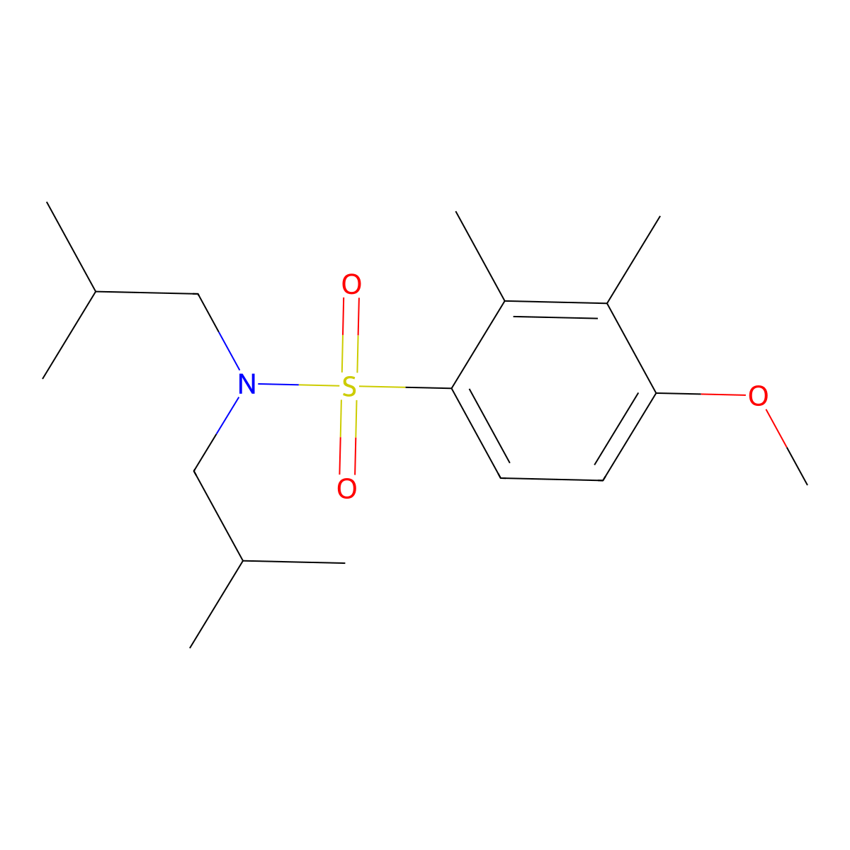 4-methoxy-2,3-dimethyl-N,N-bis(2-methylpropyl)benzene-1-sulfonamide molecular structure, CAS 3054595-05-7