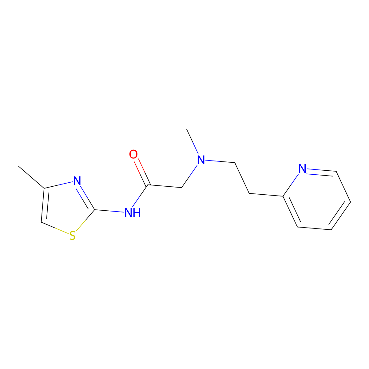 N-(4-methyl-1,3-thiazol-2-yl)-2-{methyl[2-(pyridin-2-yl)ethyl]amino}acetamide molecular structure, CAS 3054595-06-8