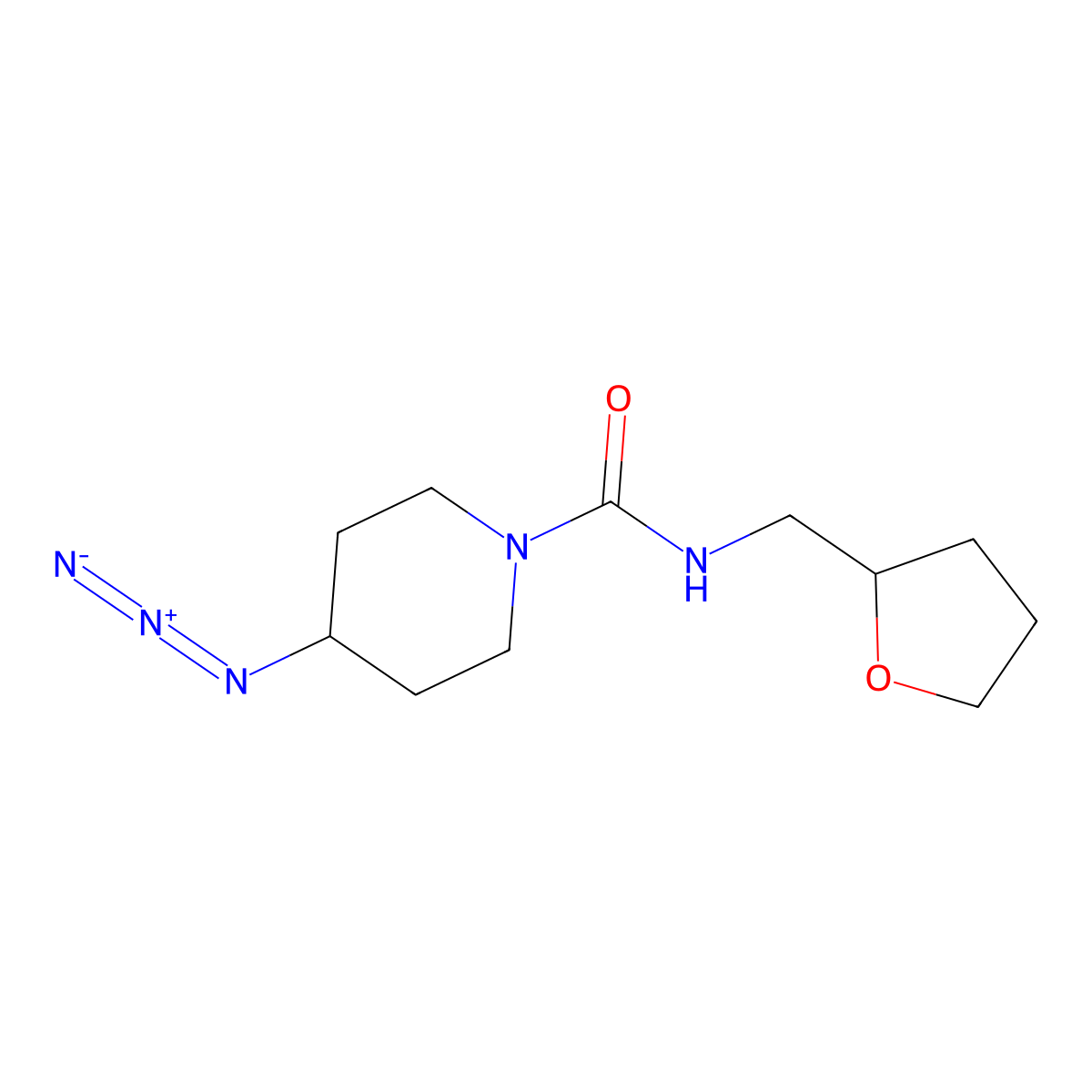 4-azido-N-[(oxolan-2-yl)methyl]piperidine-1-carboxamide molecular structure, CAS 3054595-10-4