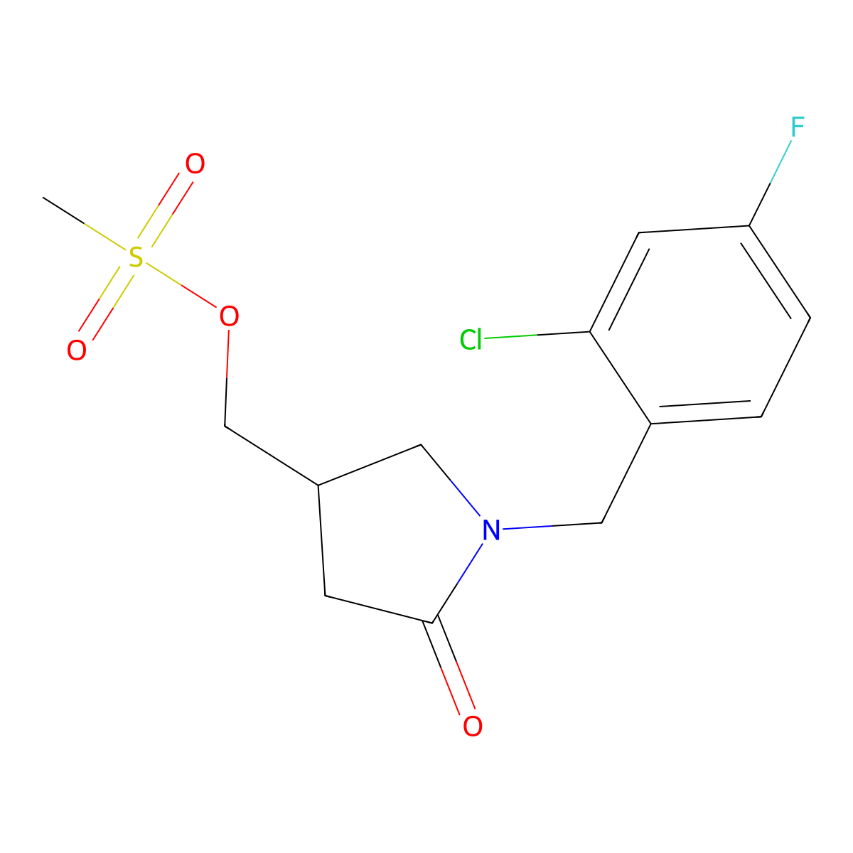 {1-[(2-Chloro-4-fluorophenyl)methyl]-5-oxopyrrolidin-3-yl}methyl methanesulfonate molecular structure, CAS 3054595-17-1