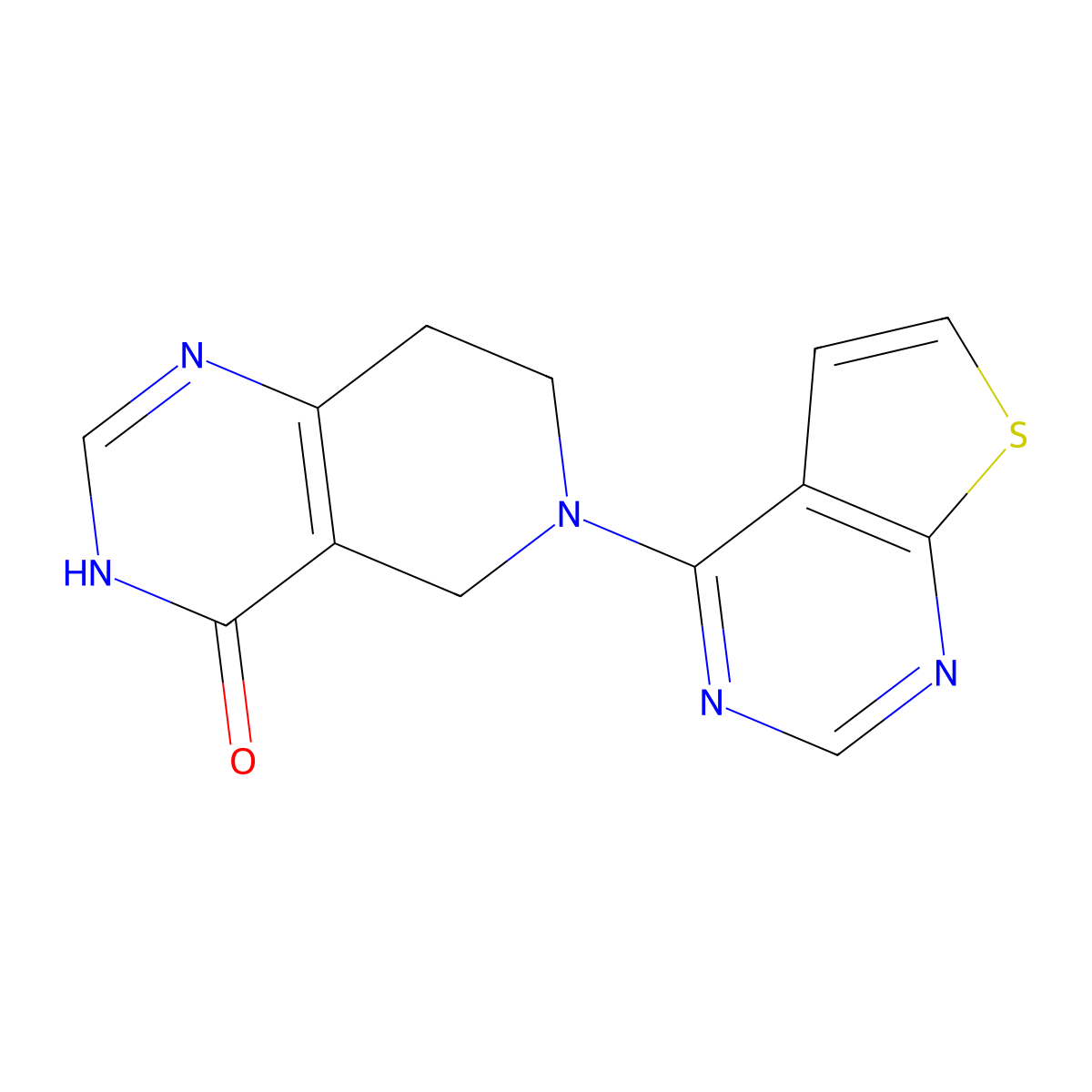 6-{thieno[2,3-d]pyrimidin-4-yl}-3H,4H,5H,6H,7H,8H-pyrido[4,3-d]pyrimidin-4-one molecular structure, CAS 3054595-18-2