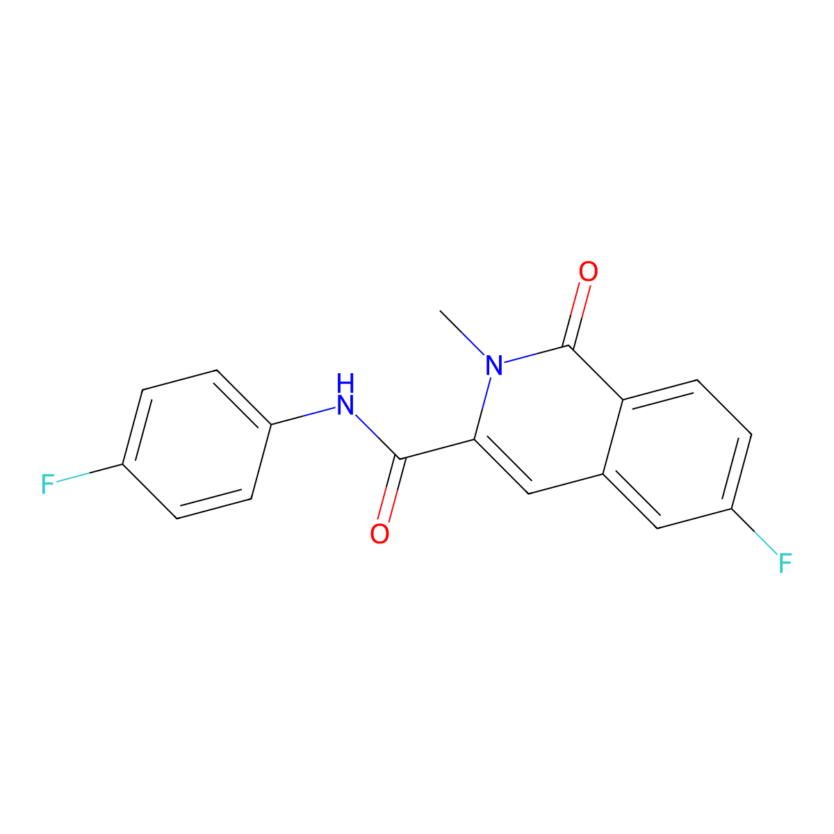 6-fluoro-N-(4-fluorophenyl)-2-methyl-1-oxo-1,2-dihydroisoquinoline-3-carboxamide molecular structure, CAS 3054595-20-6