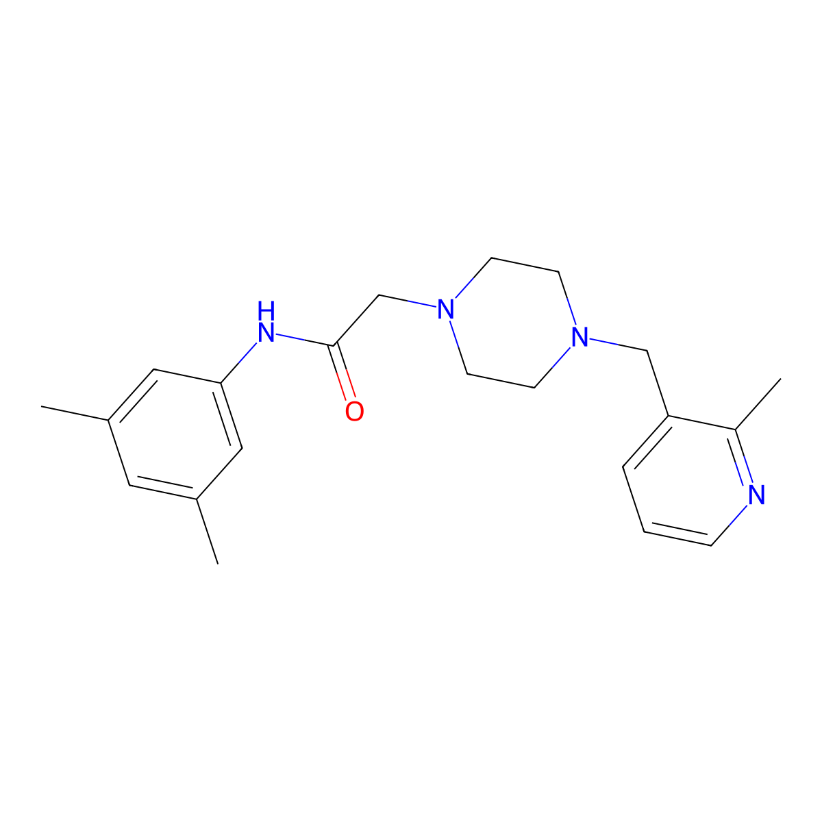 N-(3,5-dimethylphenyl)-2-[4-[(2-methylpyridin-3-yl)methyl]piperazin-1-yl]acetamide molecular structure, CAS 3054595-30-8