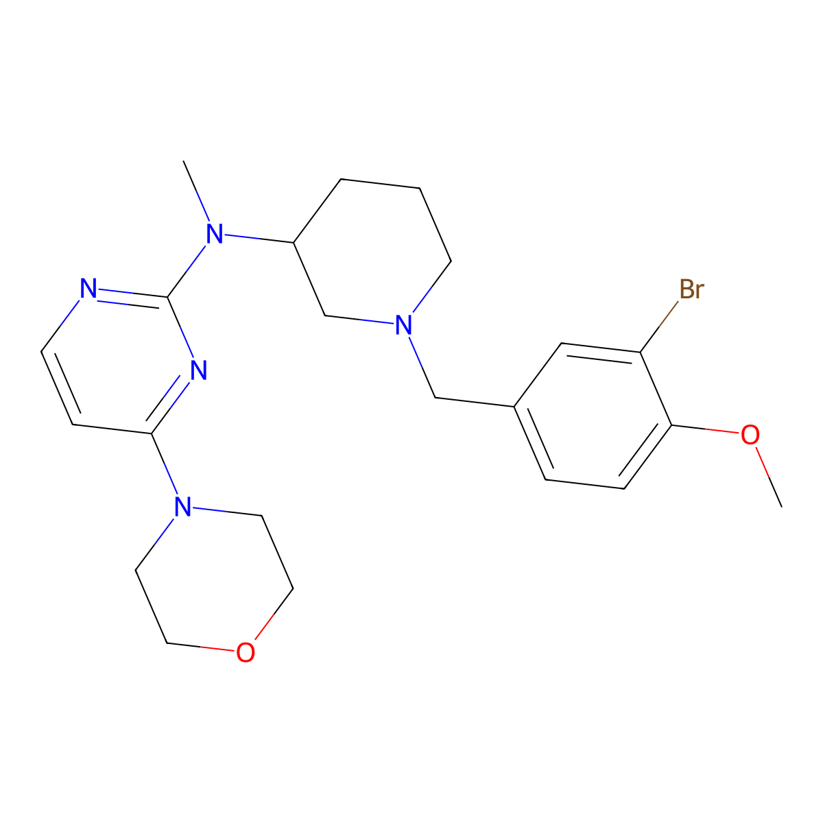 N-{1-[(3-bromo-4-methoxyphenyl)methyl]piperidin-3-yl}-N-methyl-4-(morpholin-4-yl)pyrimidin-2-amine molecular structure, CAS 3054595-32-0