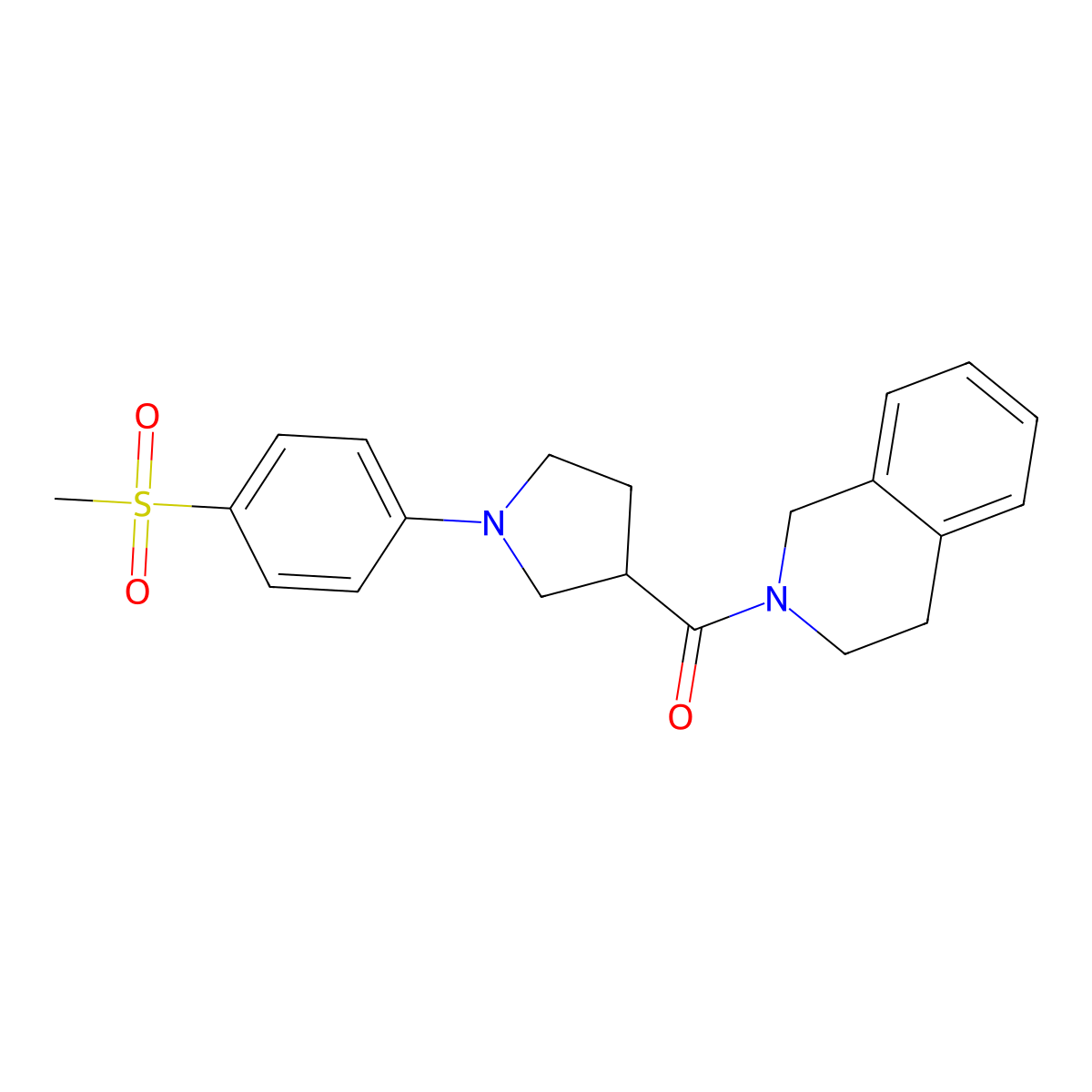 2-[1-(4-Methanesulfonylphenyl)pyrrolidine-3-carbonyl]-1,2,3,4-tetrahydroisoquinoline molecular structure, CAS 3054595-41-1