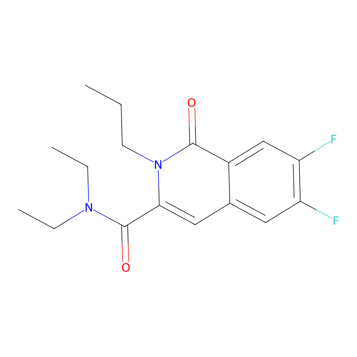 N,N-diethyl-6,7-difluoro-1-oxo-2-propyl-1,2-dihydroisoquinoline-3-carboxamide molecular structure, CAS 3054595-46-6
