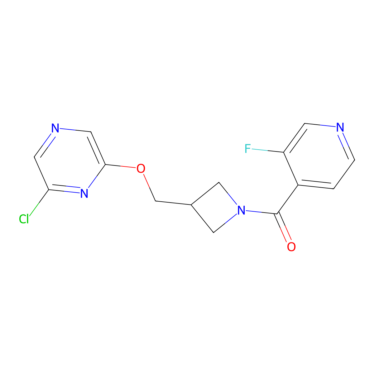 2-Chloro-6-{[1-(3-fluoropyridine-4-carbonyl)azetidin-3-yl]methoxy}pyrazine molecular structure, CAS 3054595-51-3
