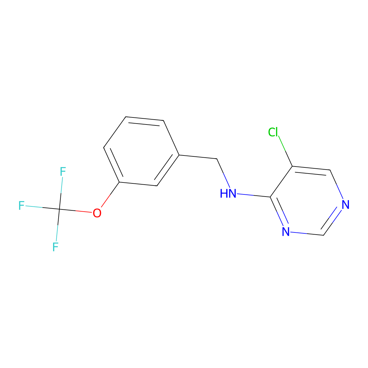 5-chloro-N-{[3-(trifluoromethoxy)phenyl]methyl}pyrimidin-4-amine molecular structure, CAS 3054595-56-8