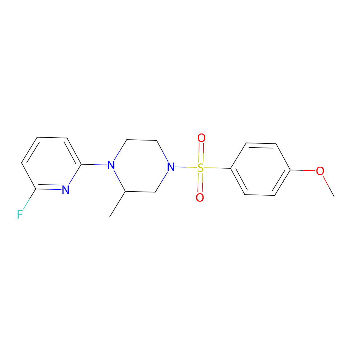 1-(6-Fluoropyridin-2-yl)-4-(4-methoxybenzenesulfonyl)-2-methylpiperazine molecular structure, CAS 3054595-59-1