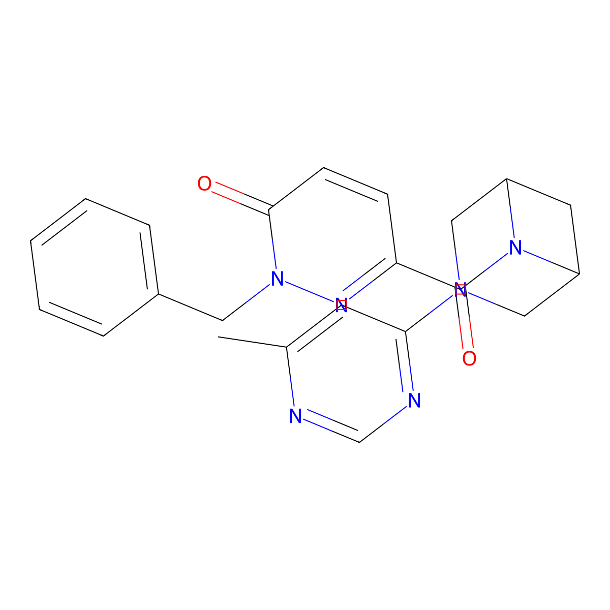 2-Benzyl-6-[3-(6-methylpyrimidin-4-yl)-3,6-diazabicyclo[3.1.1]heptane-6-carbonyl]-2,3-dihydropyridazin-3-one molecular structure, CAS 3054595-63-7