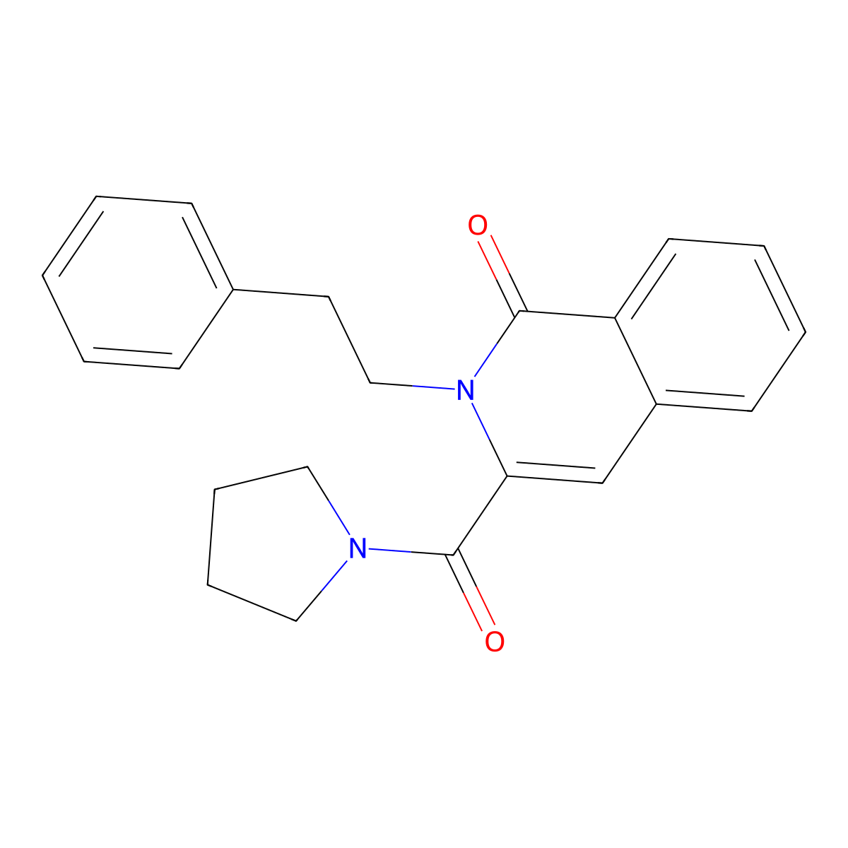 2-(2-Phenylethyl)-3-(pyrrolidine-1-carbonyl)-1,2-dihydroisoquinolin-1-one molecular structure, CAS 3054595-69-3
